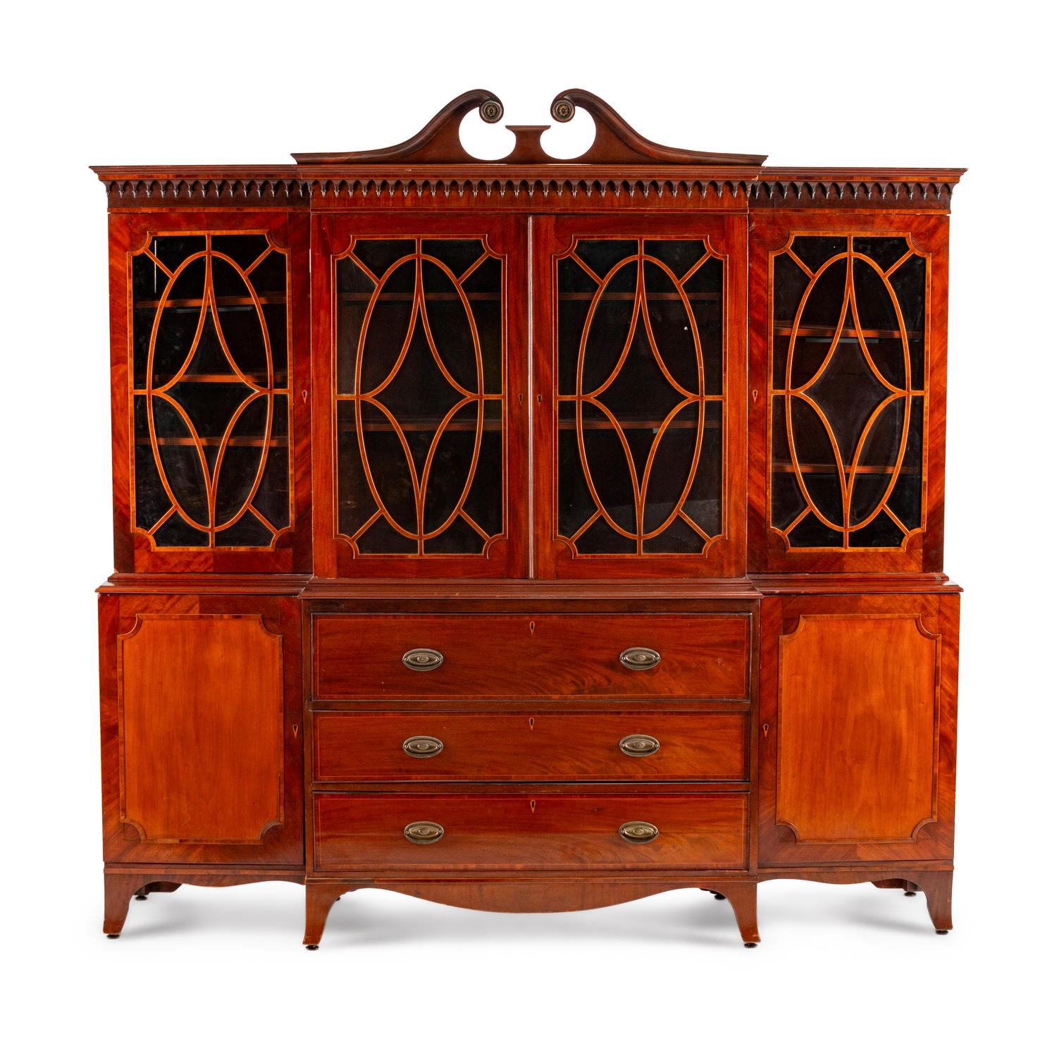 A George III Style Mahogany Breakfront Bookcase — 19TH CENTURY