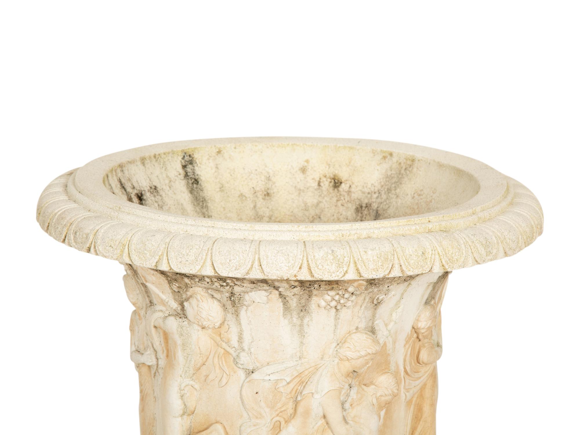 A Pair of Cast Stone Campana Urns