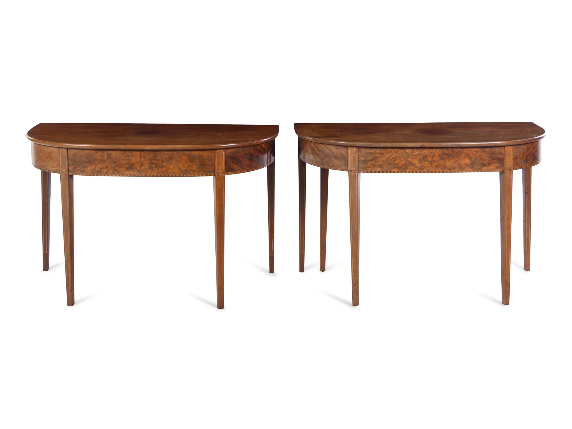 A Pair of George III Style Mahogany Console Tables