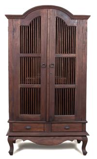 A Javanese Teak Two Door Cabinet Height 78 x width 40 1/2 x depth 23 inches. — 20TH CENTURY
