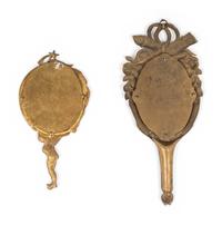 Two French Gilt Bronze Hand Mirrors