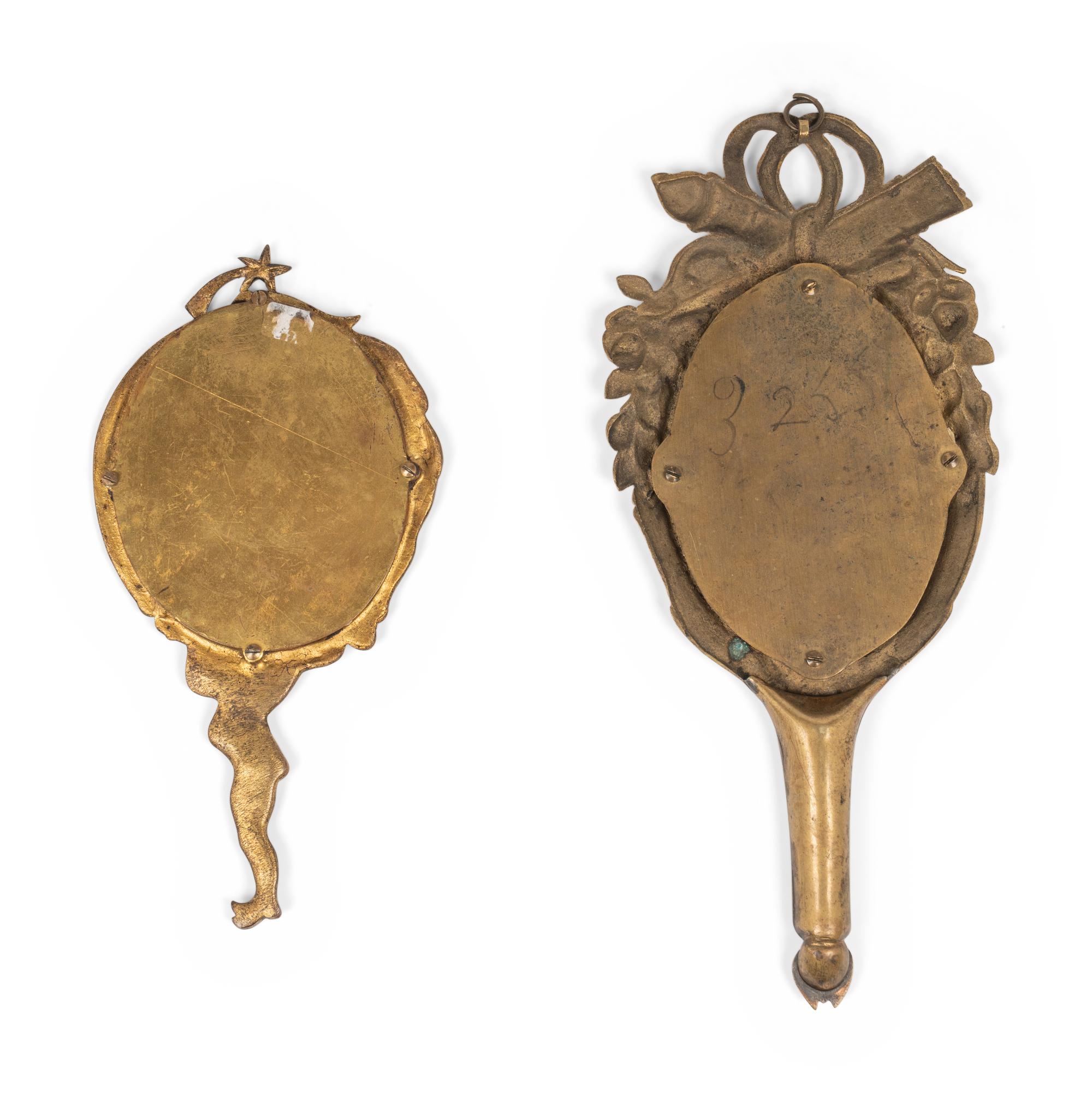 Two French Gilt Bronze Hand Mirrors