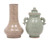 Two Chinese Monochrome Glazed Porcelain Vases