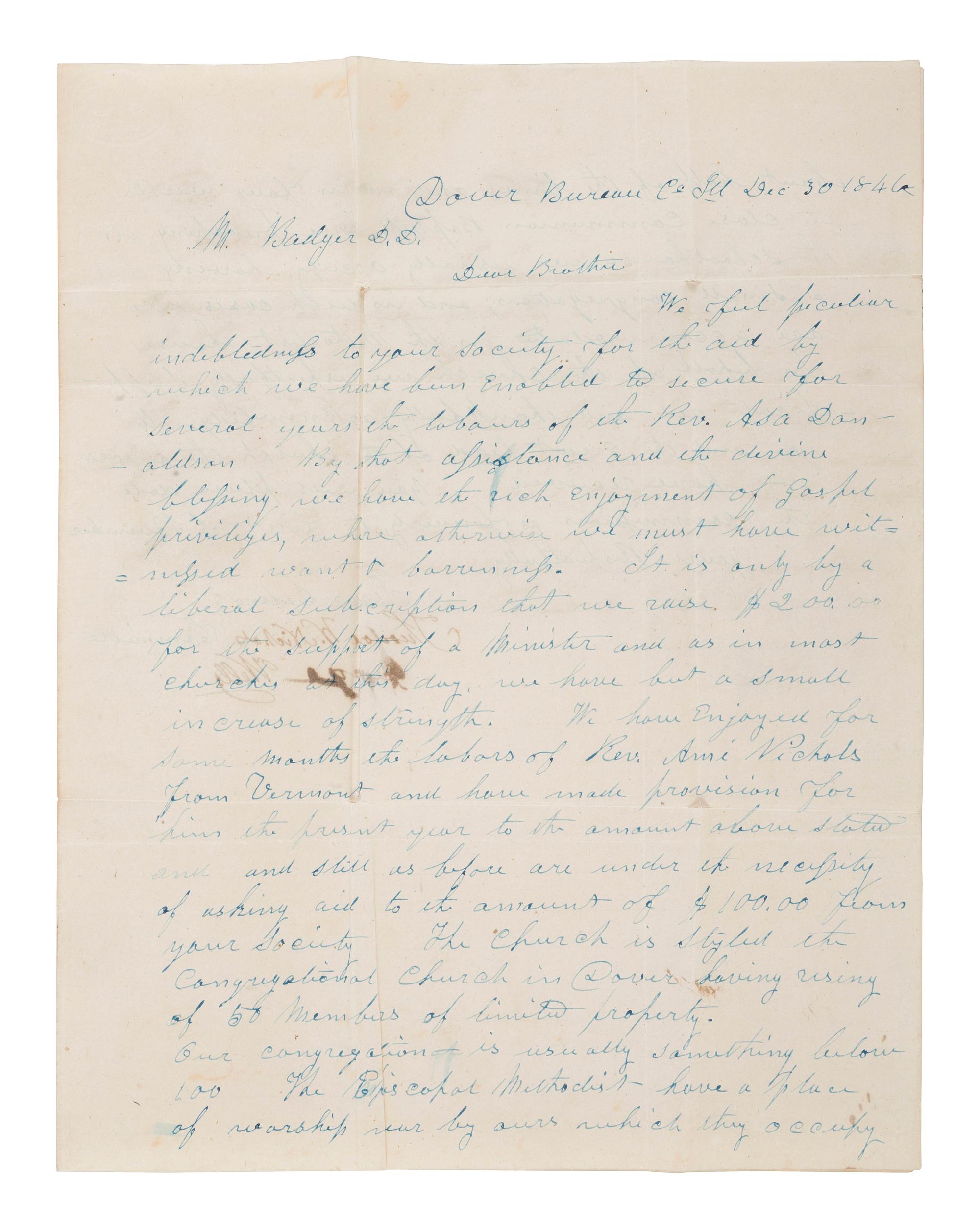 [SLAVERY & ABOLITION]. A group of two letters signed by prominent abolitionists, including one by Gerrit Smith (1797-1874) and another signed by Owen Lovejoy (1811-1864).