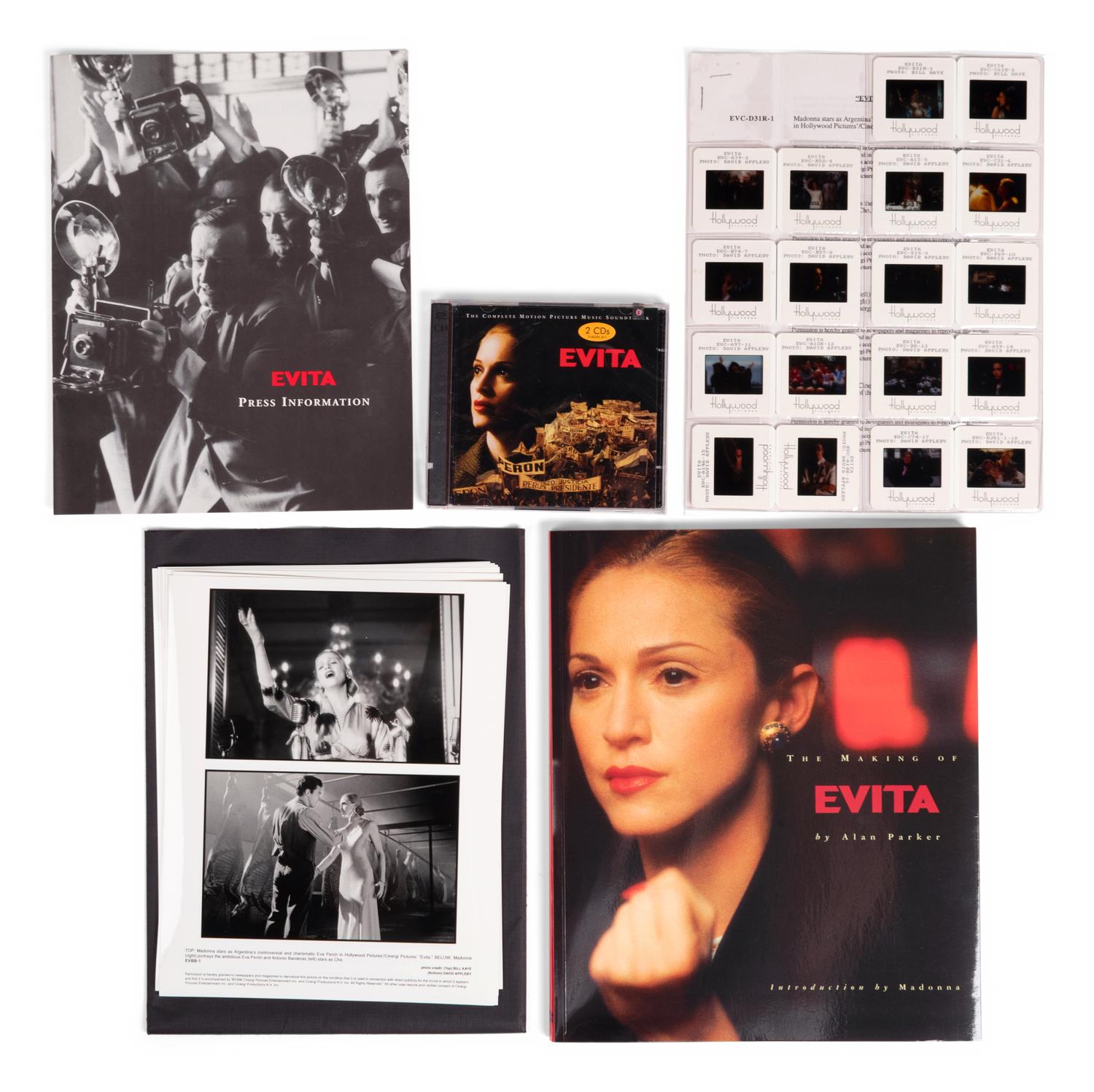 (Film Memorabilia) A group of 4 items from Evita . Hollywood Pictures, 1996; comprising: