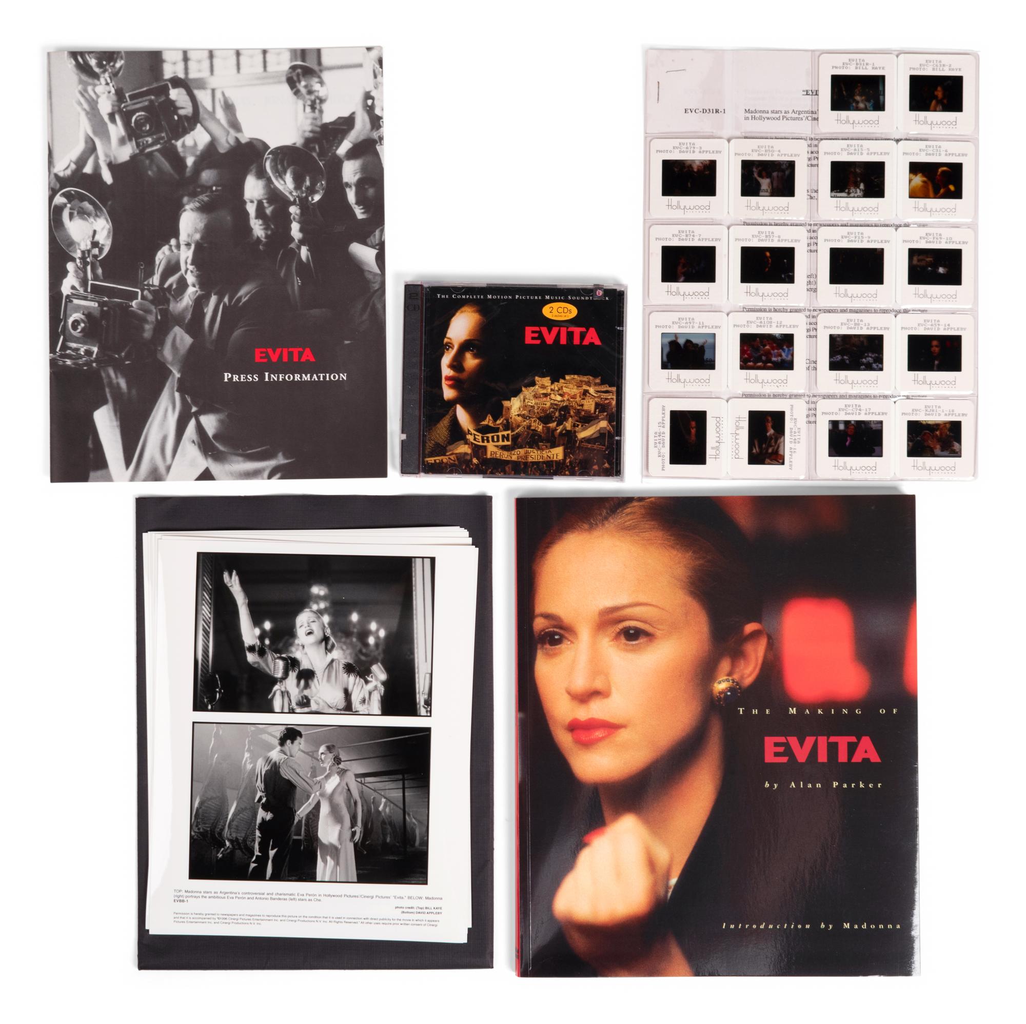 (Film Memorabilia) A group of 4 items from Evita . Hollywood Pictures, 1996; comprising: