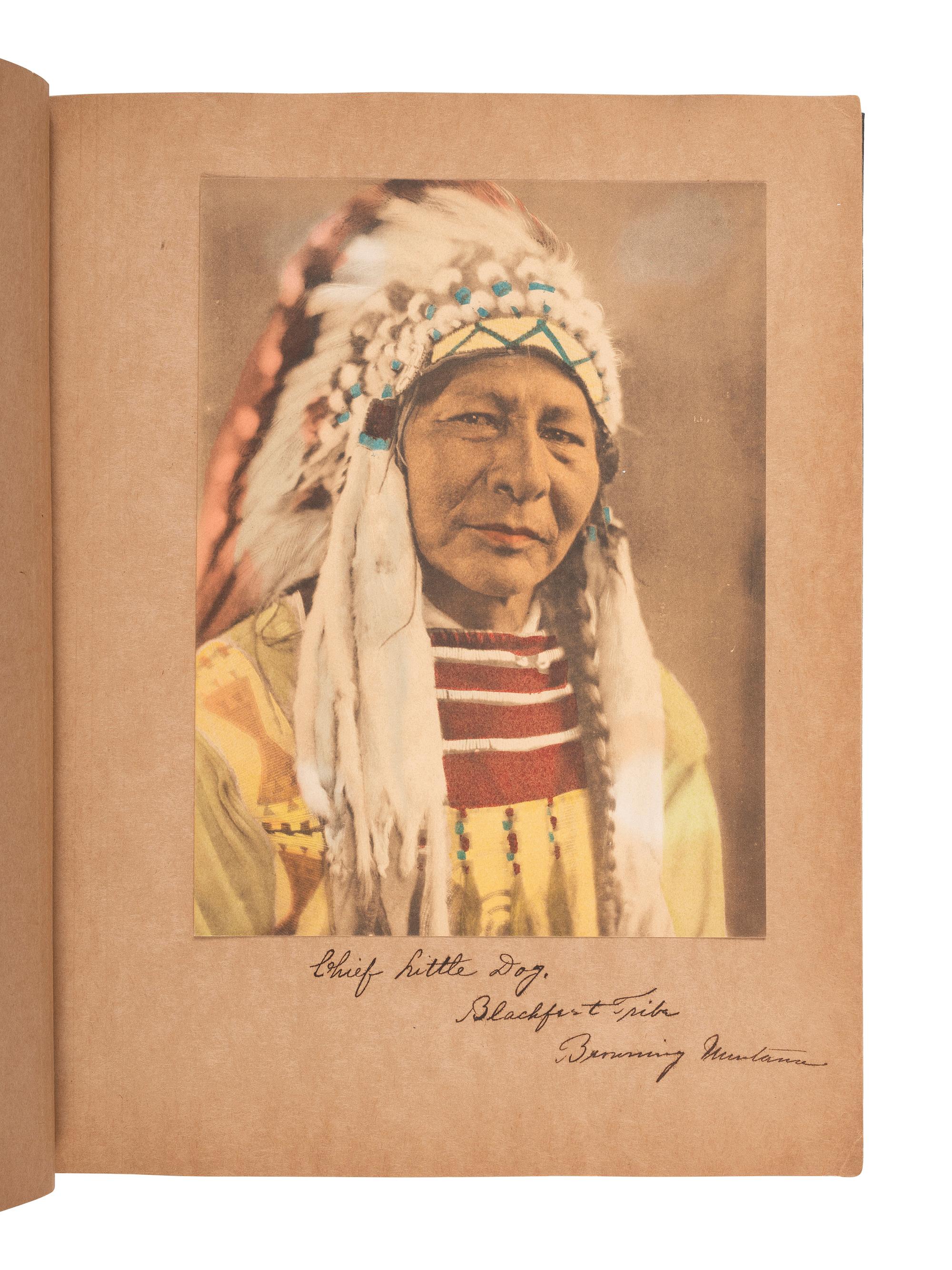 [NATIVE AMERICANS]. Album of 18 photographs of Blackfeet Chiefs, incl. Two Guns White Calf.