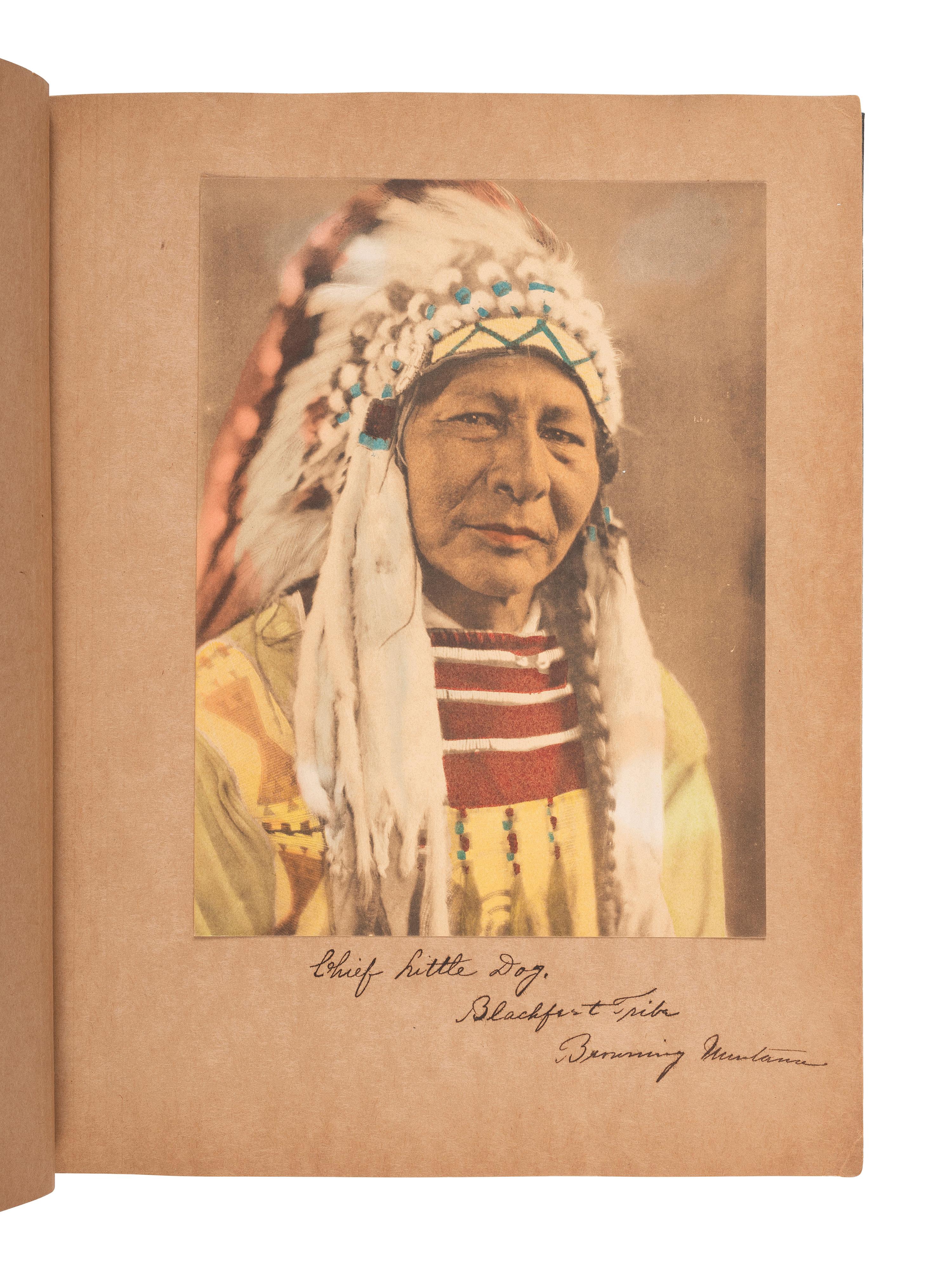 [NATIVE AMERICANS]. Album of 18 photographs of Blackfeet Chiefs, incl. Two Guns White Calf.