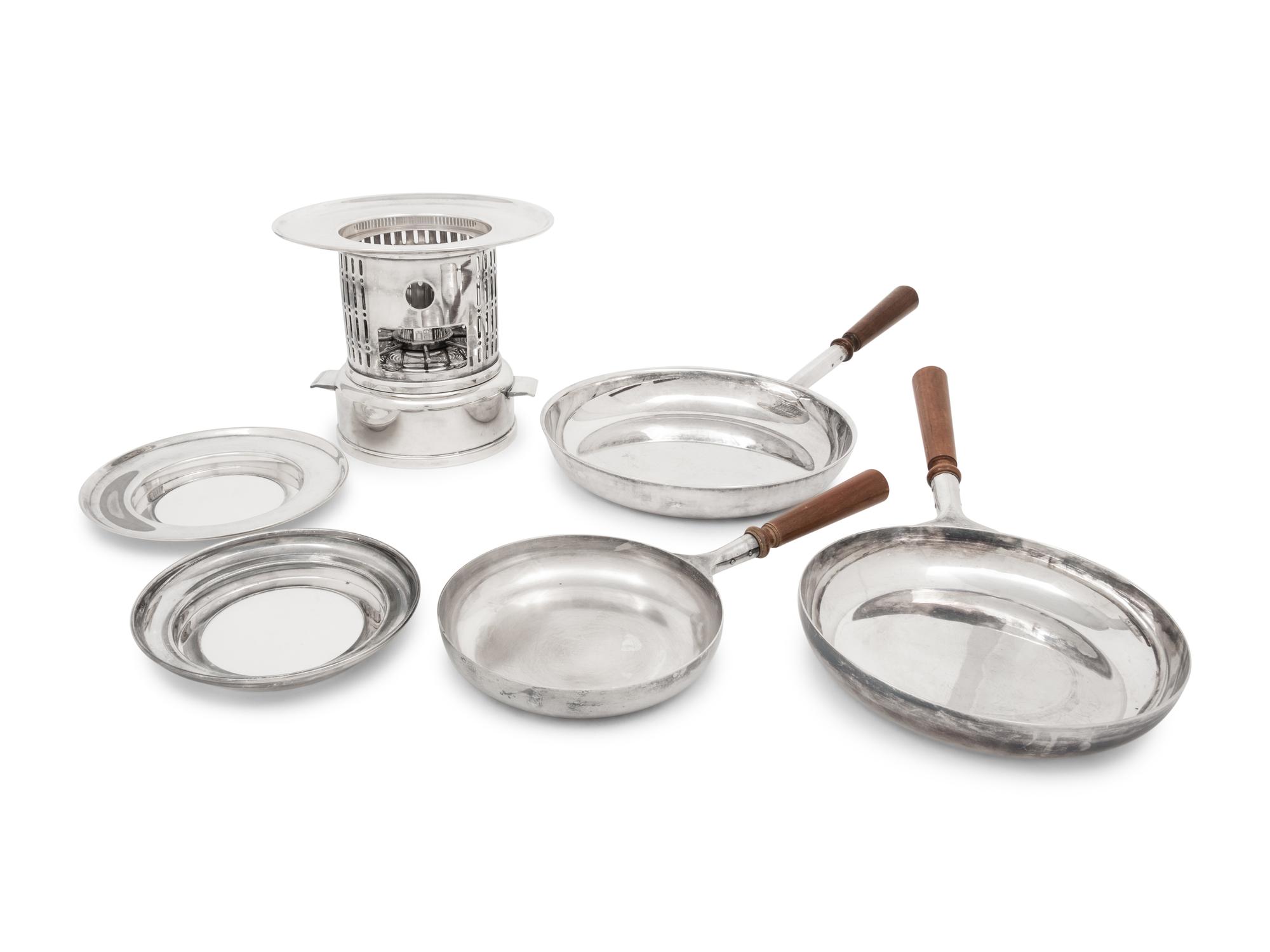 A Broggi Silver-Plate Tableside Flambé Station