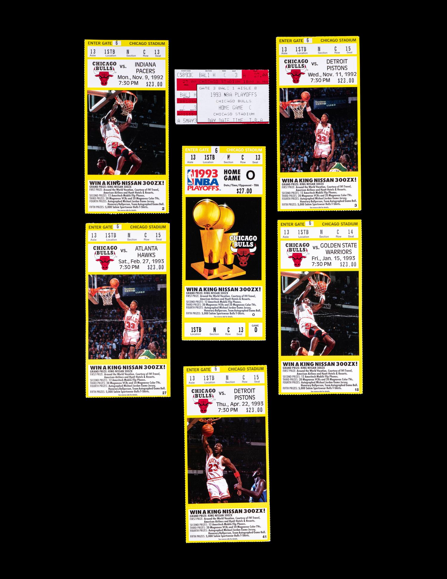 A Group of 21 Michael Jordan Chicago Bulls Tickets from the 1992-93 Season