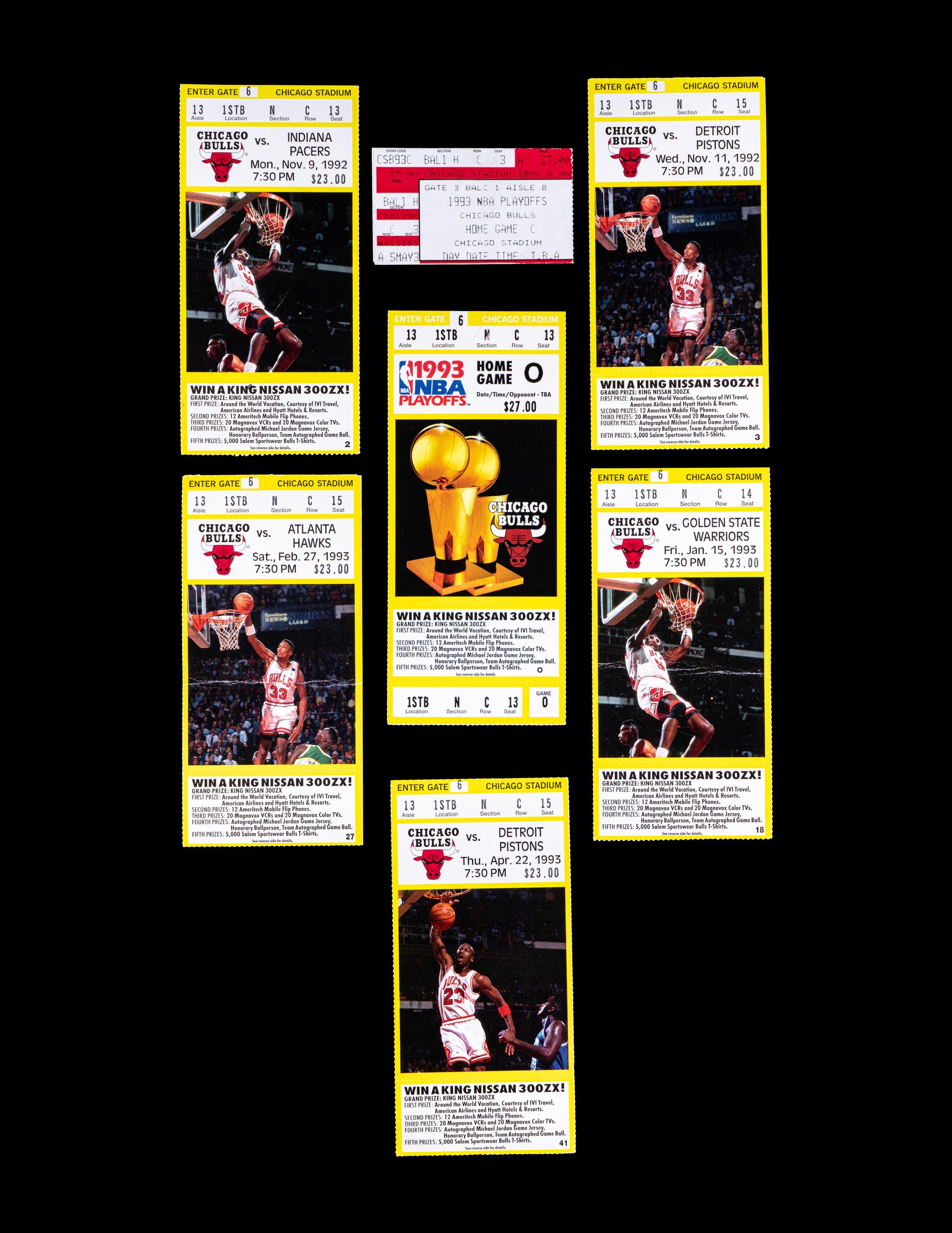 A Group of 21 Michael Jordan Chicago Bulls Tickets from the 1992-93 Season