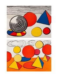 A pair of prints (Composition VII; Three Pyramids)