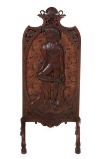 An English Victorian Oak Firescreen, Height 53 1/2 inches.