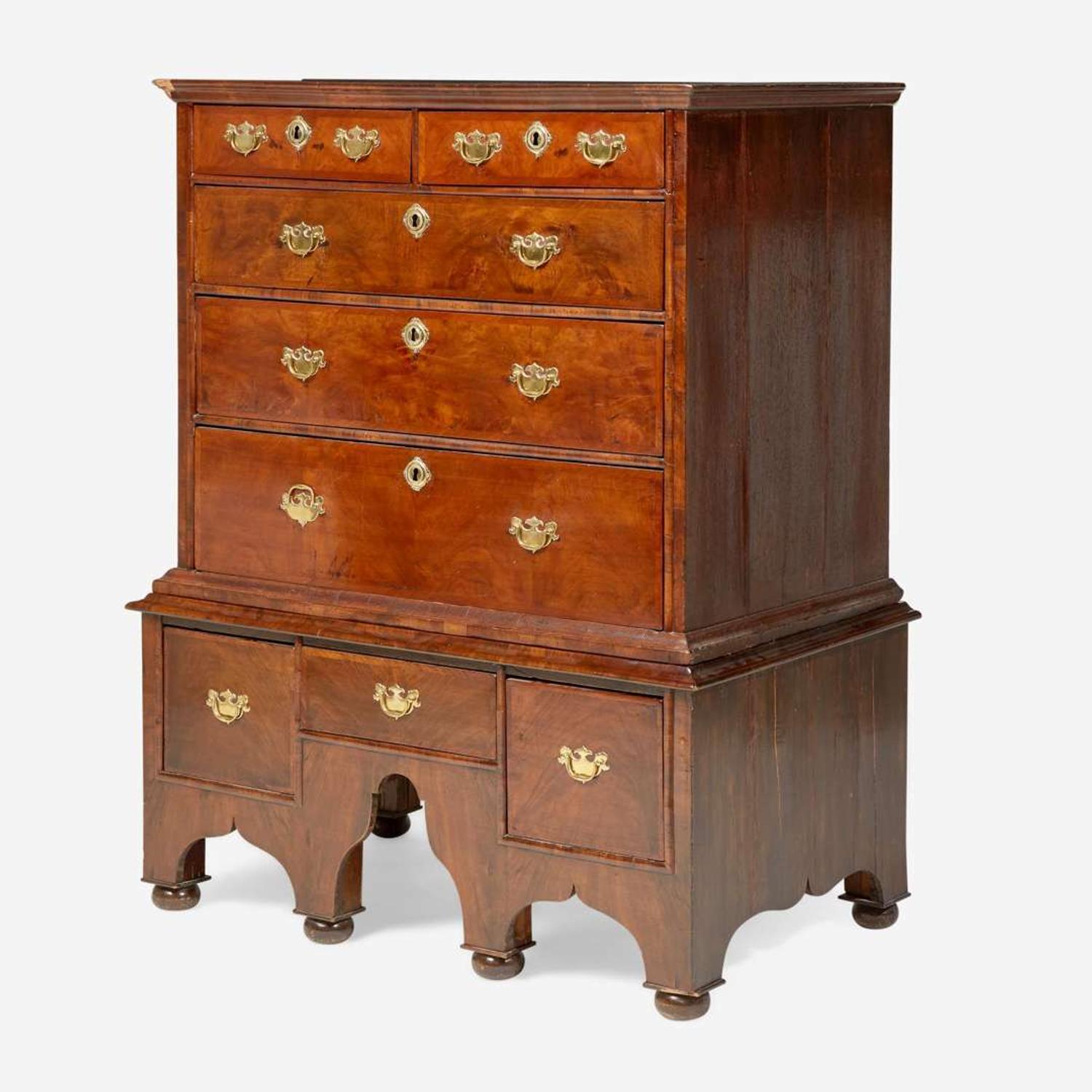 A William & Mary burl walnut veneered chest-on-stand circa 1720