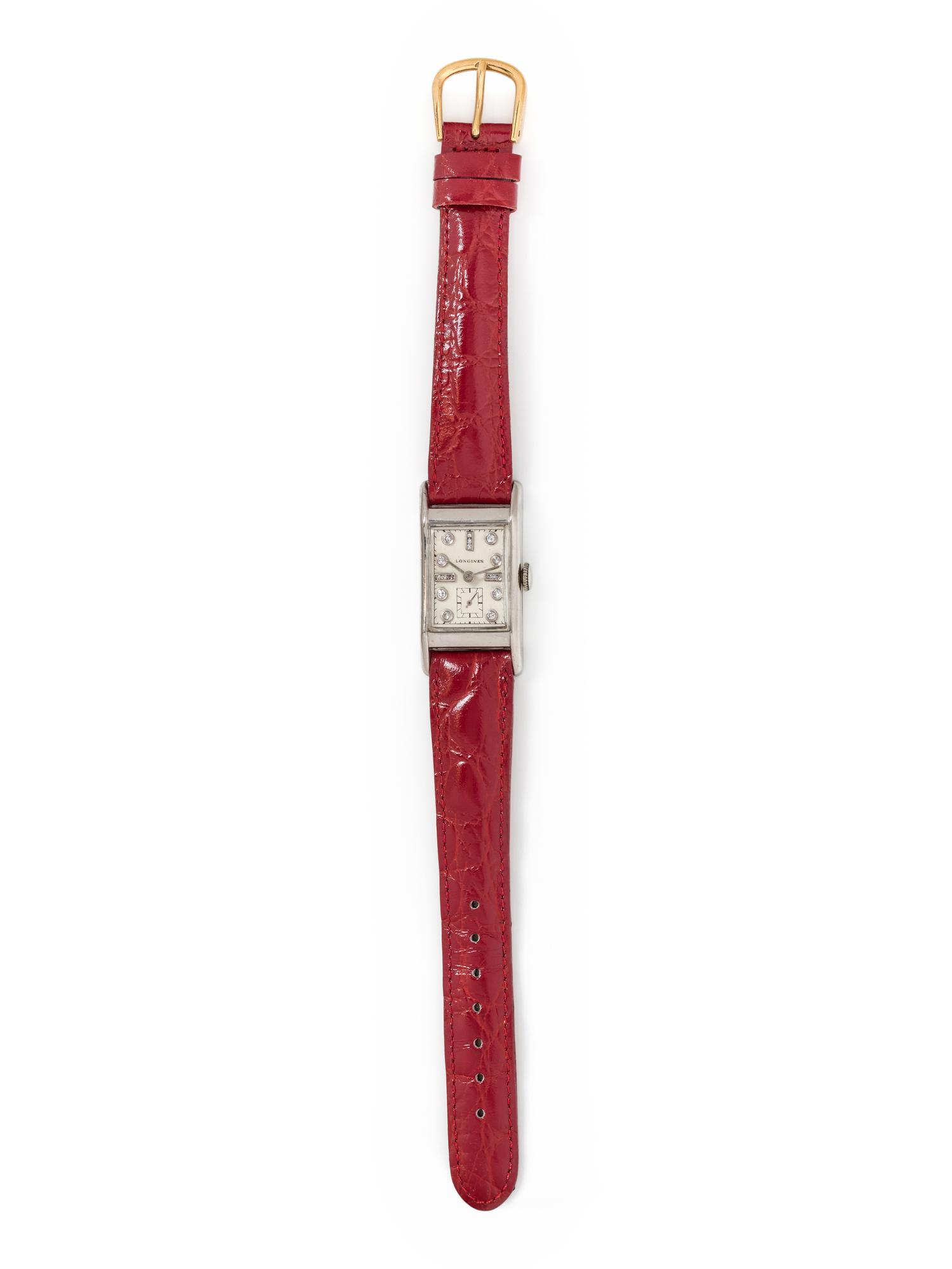LONGINES, PALLADIUM AND DIAMOND WRISTWATCH