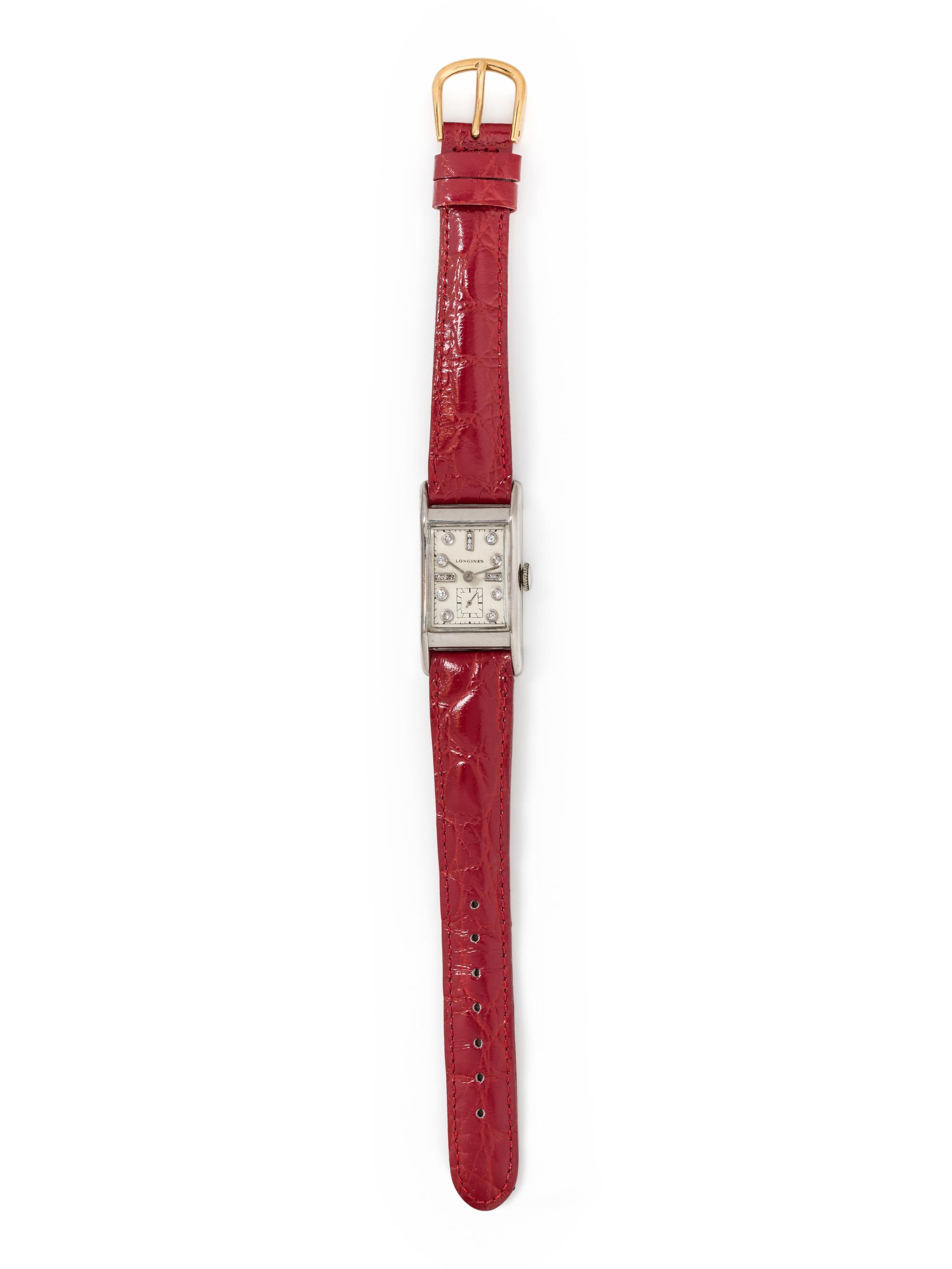 LONGINES, PALLADIUM AND DIAMOND WRISTWATCH