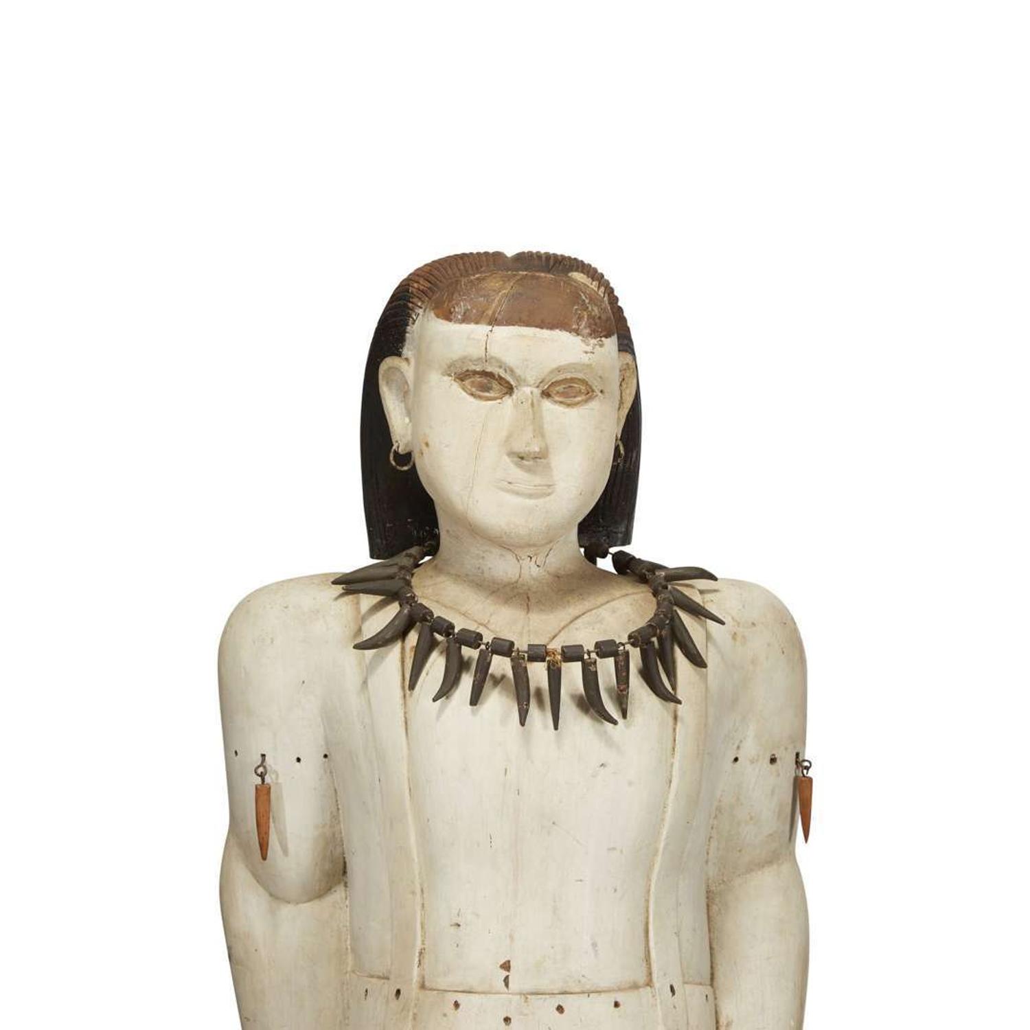 Carved and painted figure of trapper possibly New Jersey, circa 1870