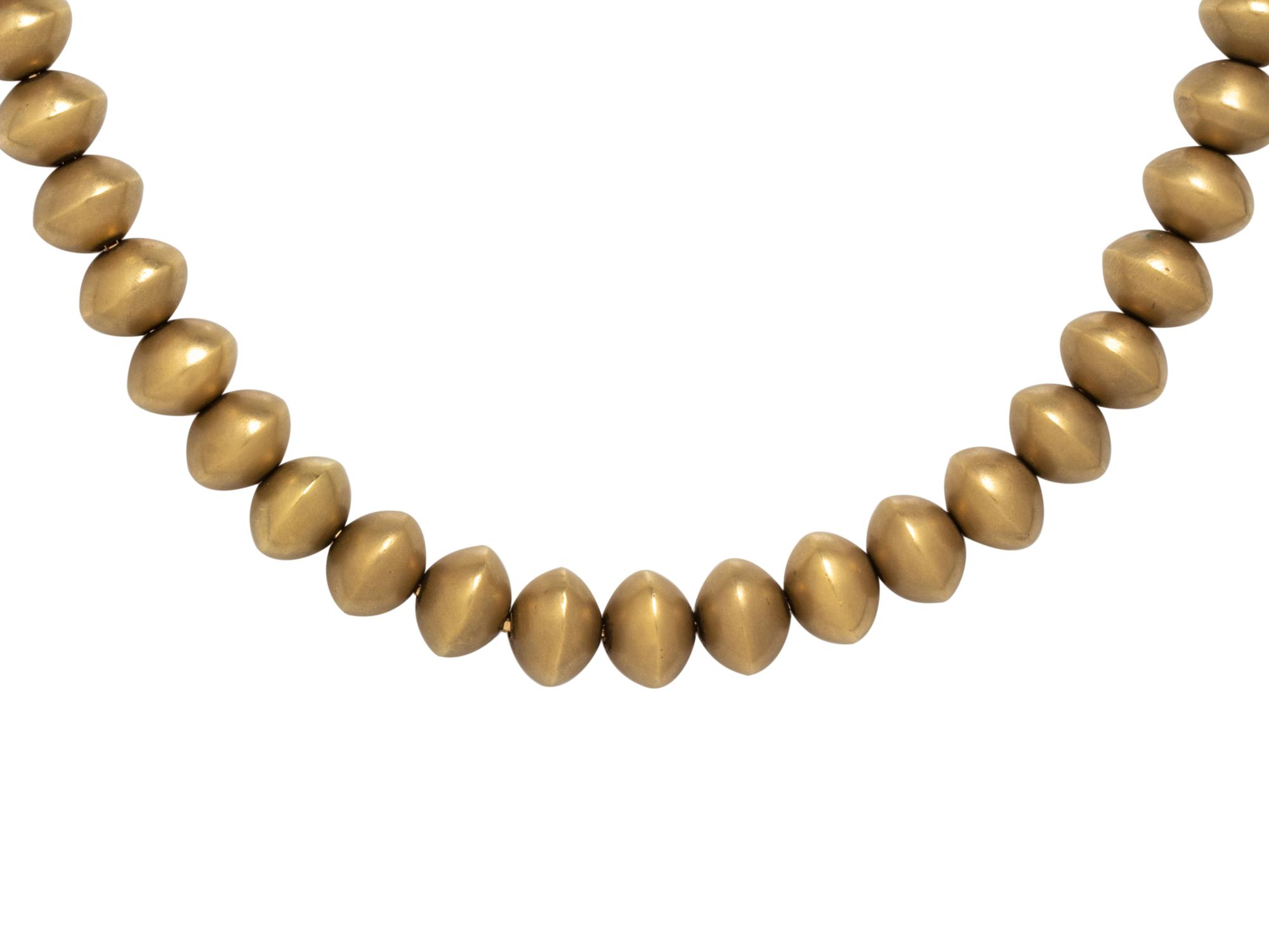 KIESELSTEIN-CORD, YELLOW GOLD BEAD NECKLACE