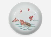 A Chinese ruby-back "Deer" small saucer dish,18th century 粉地福祿盤 十八世紀