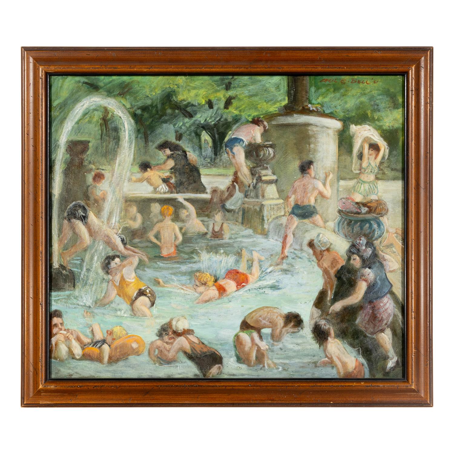 Cecil Crosley Bell (American, 1906-1970) — Washington Square Pool , 1951