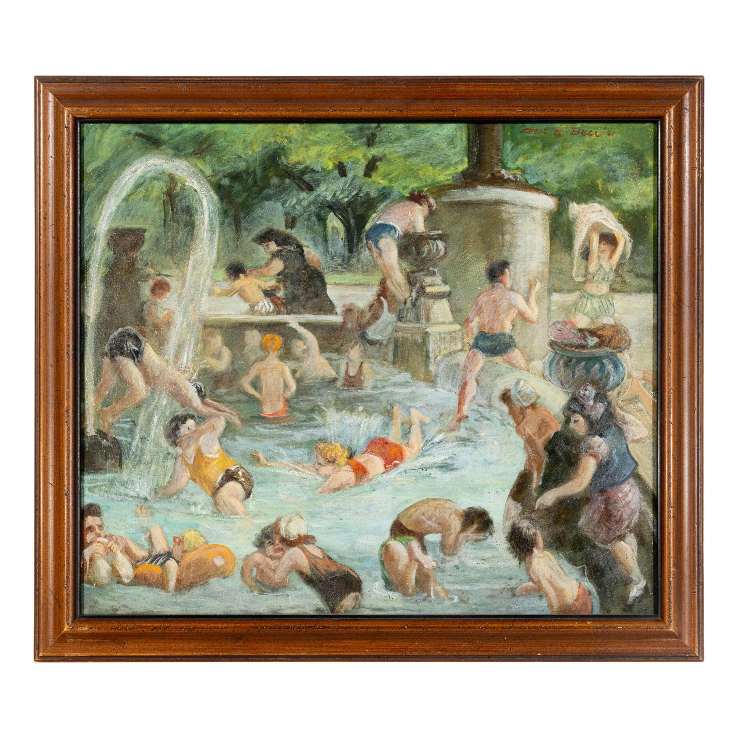 Cecil Crosley Bell (American, 1906-1970) — Washington Square Pool , 1951