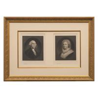 [Presidential] Sartain, John. Dual Signed Engraved Proof Portraits of George and Martha Washington