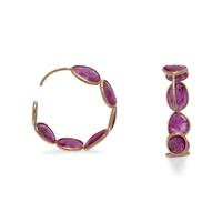 GLASS FILLED RUBY HOOP EARRINGS