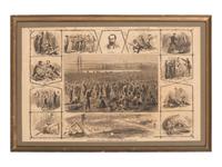 [CIVIL WAR]. 8 framed prints related to Libby Prison, Andersonville, and the trial of Henry Wirz.