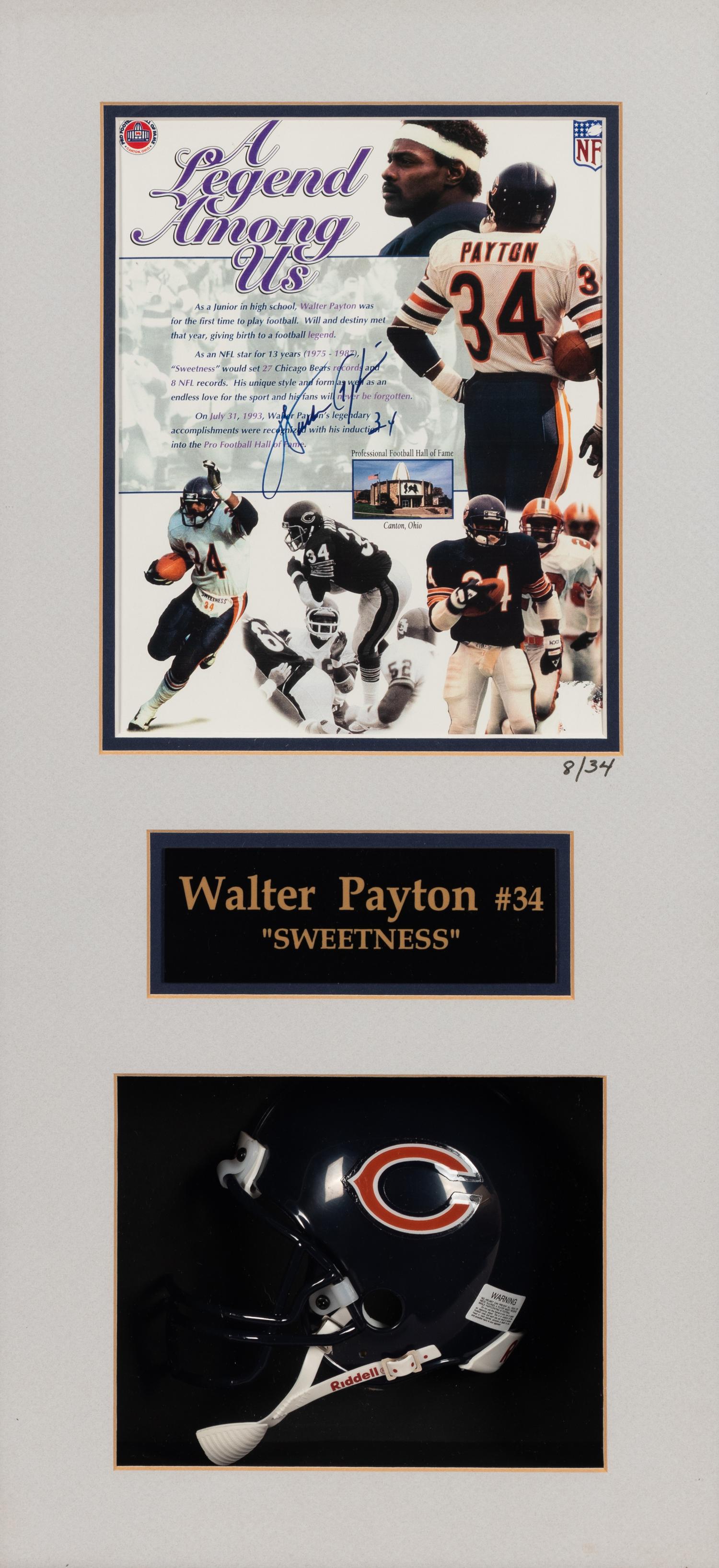 A Walter Payton Signed Autograph Display,