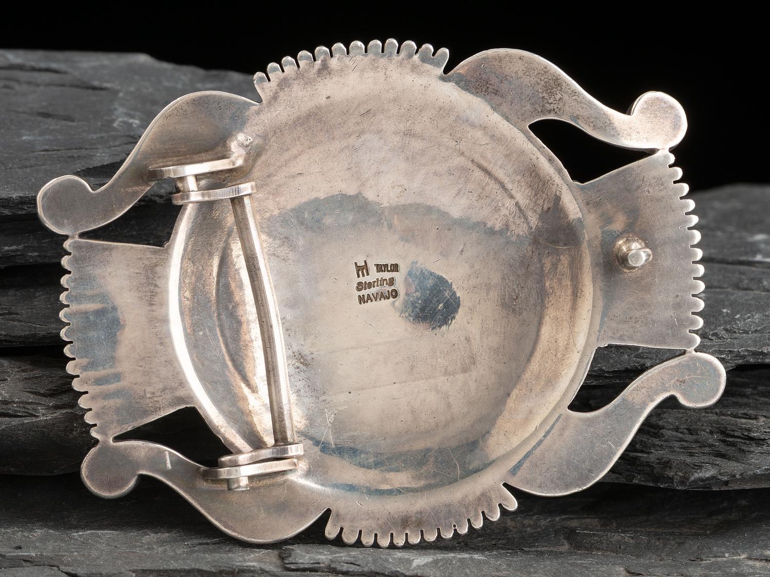 Sterling Silver and Lone Mountain Turquoise Belt Buckle