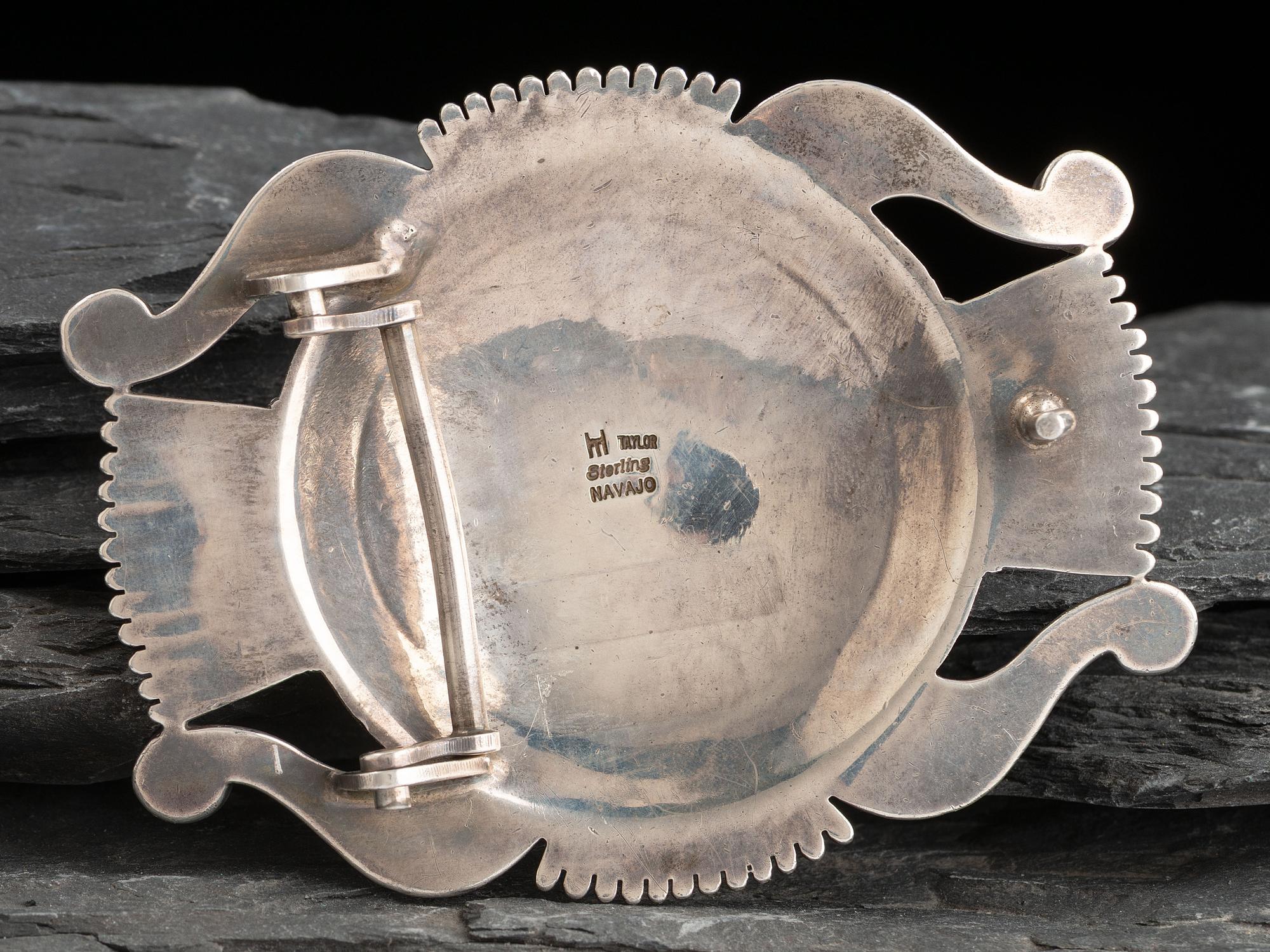 Sterling Silver and Lone Mountain Turquoise Belt Buckle