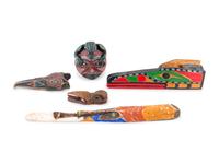 A Group of Carved Wooden Tribal Masks