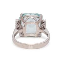 AQUAMARINE AND DIAMOND RING