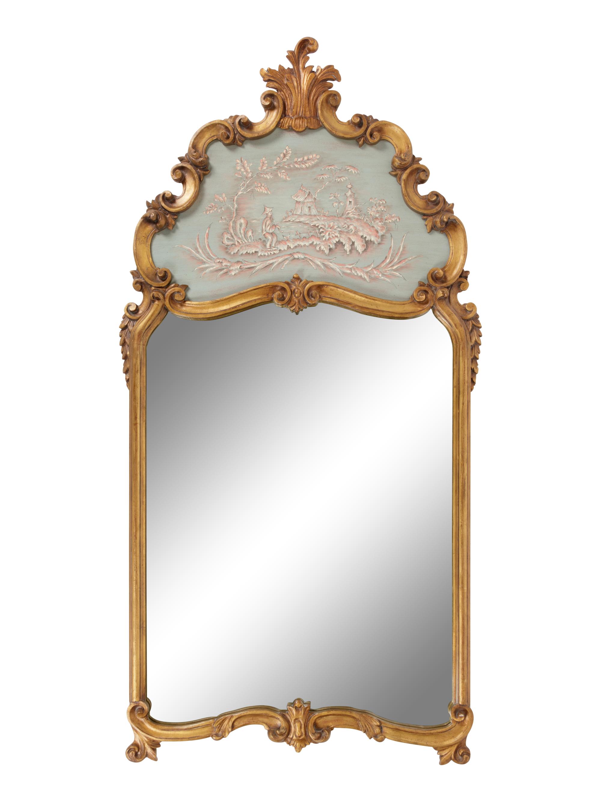 A Rococo Style Chinoiserie Decorated Mirror