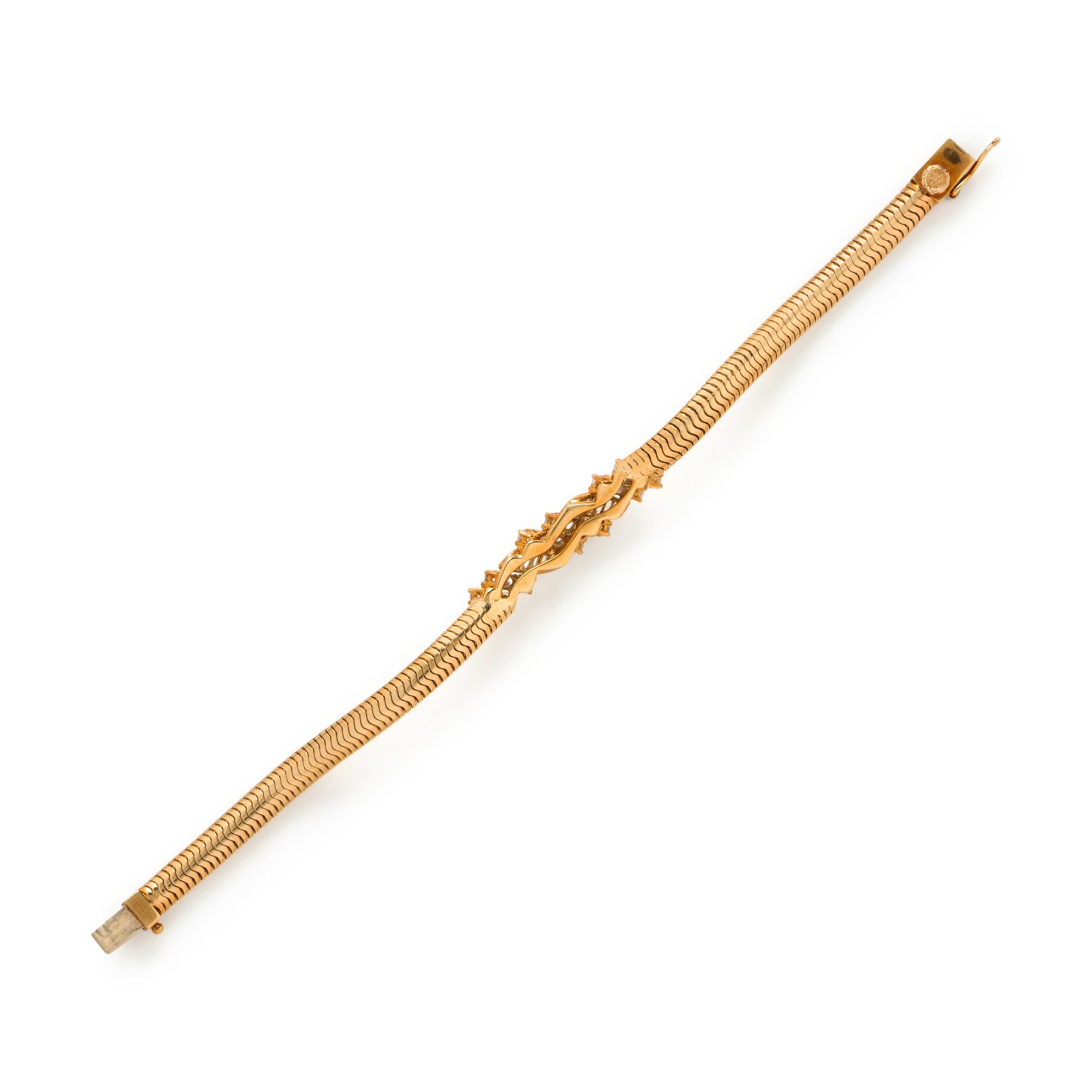 Yellow Gold and Diamond Necklace and Bracelet