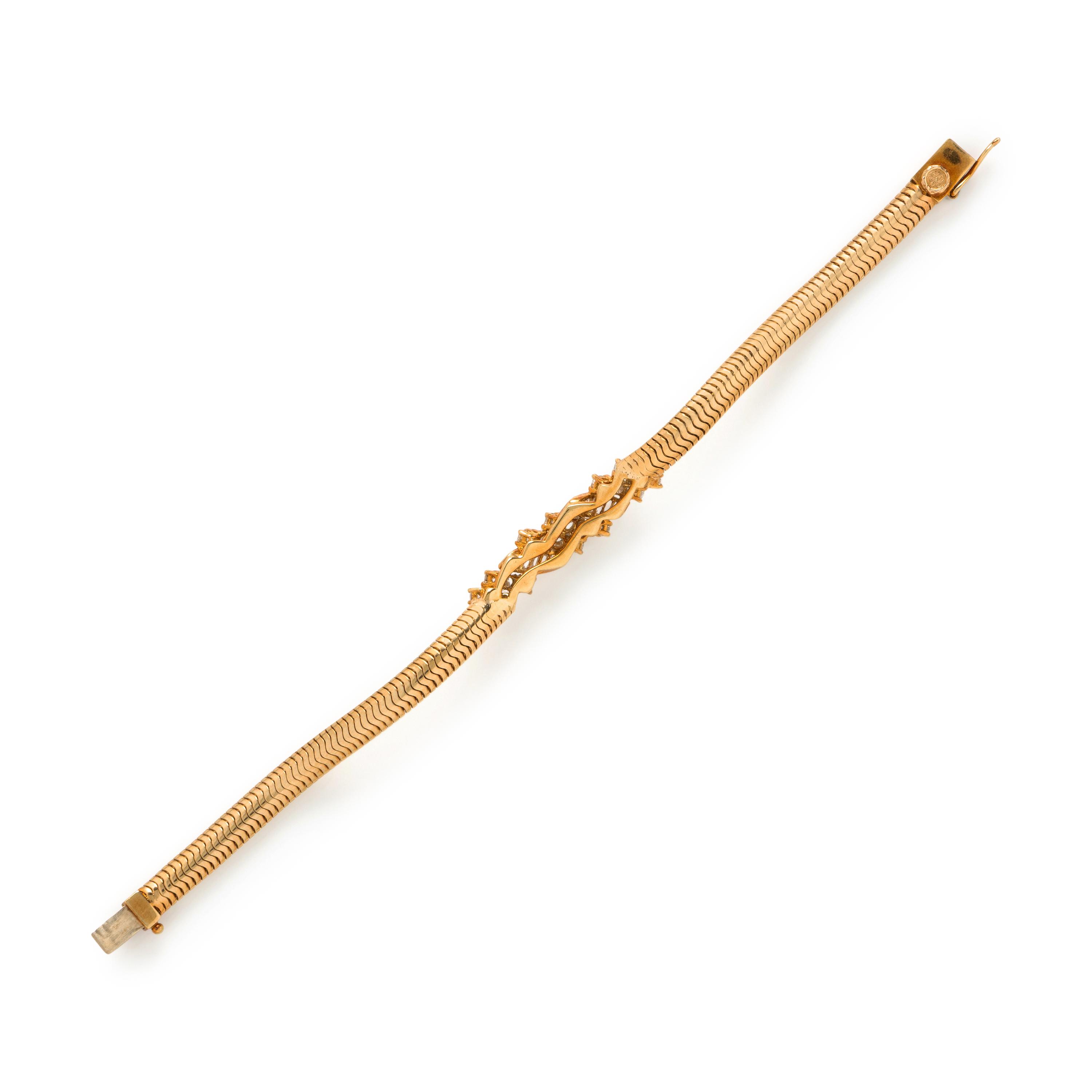 Yellow Gold and Diamond Necklace and Bracelet