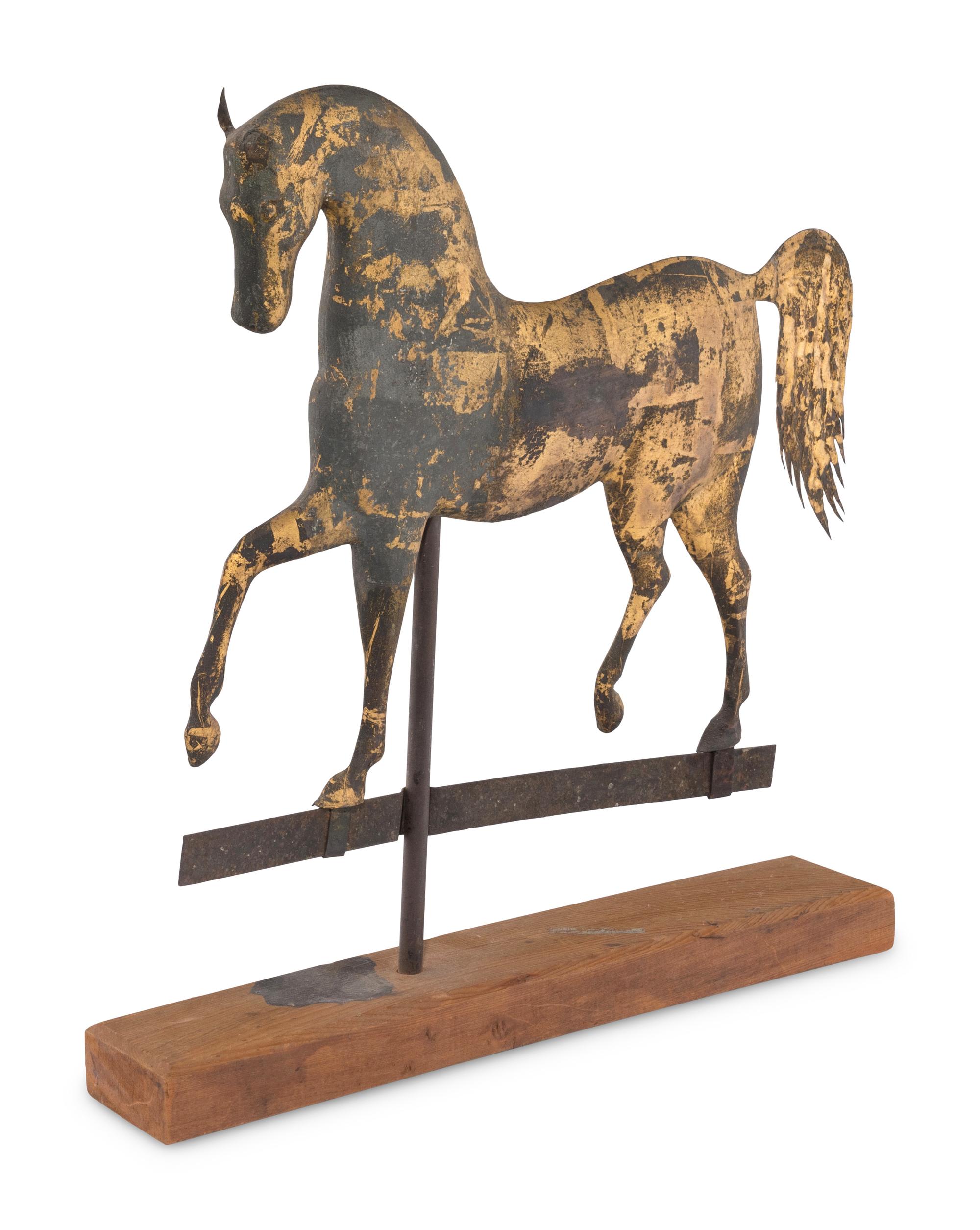 A Howard and Co. Molded Copper and Cast Zinc Trotting Horse Weathervane