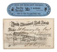 [RAILROAD]. 2 railroad passes for the North Missouri and Ohio & Mississippi Railroads.