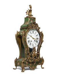 A Louis XV Gilt Bronze Mounted Painted Clock and Bracket