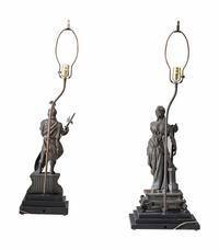 A Pair of Continental Bronze Figural Lamps