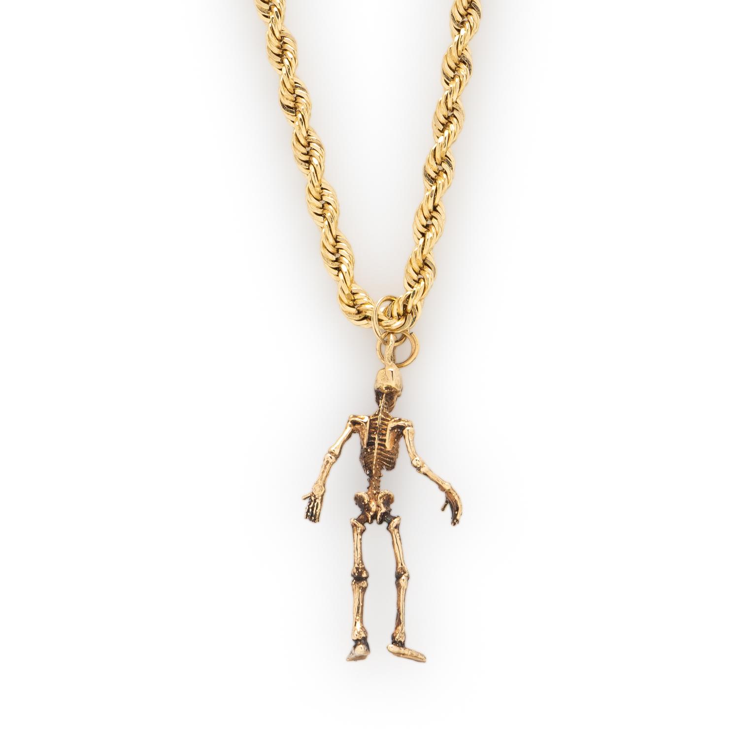YELLOW GOLD SKELETON PENDANT NECKLACE