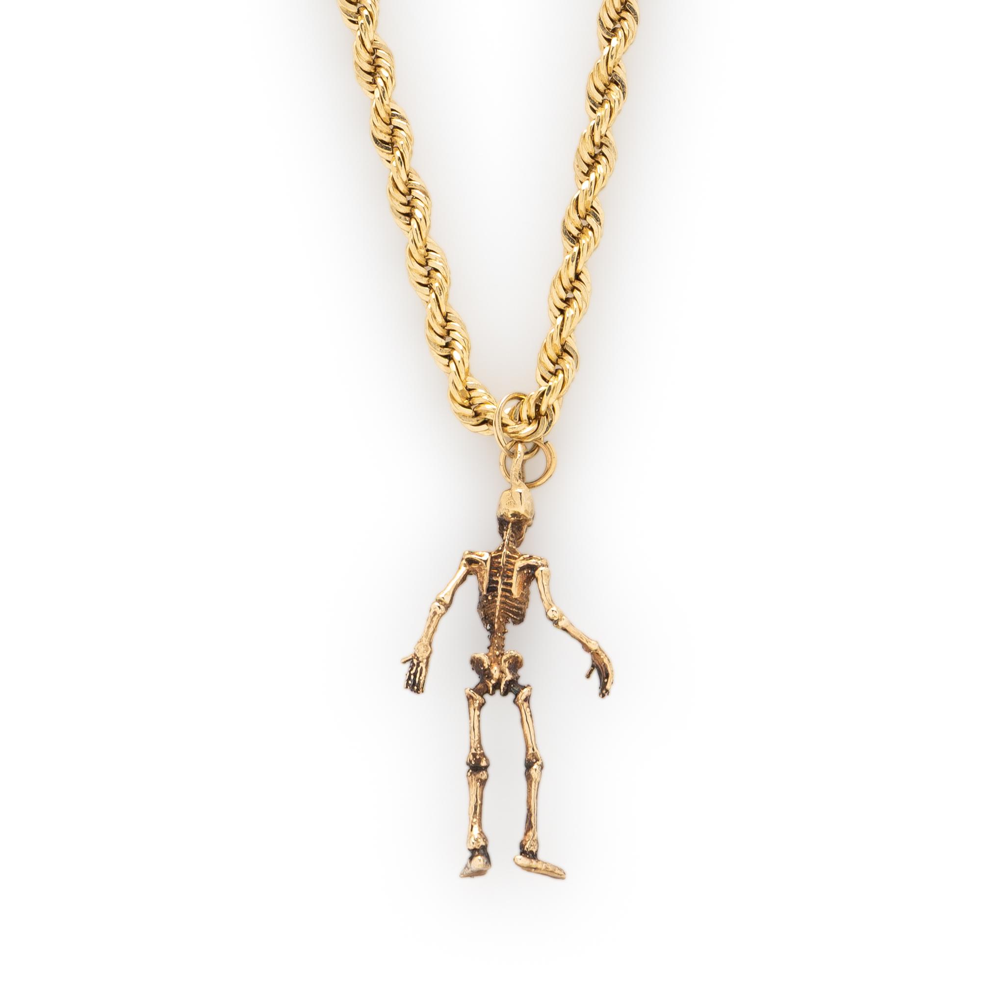 YELLOW GOLD SKELETON PENDANT NECKLACE