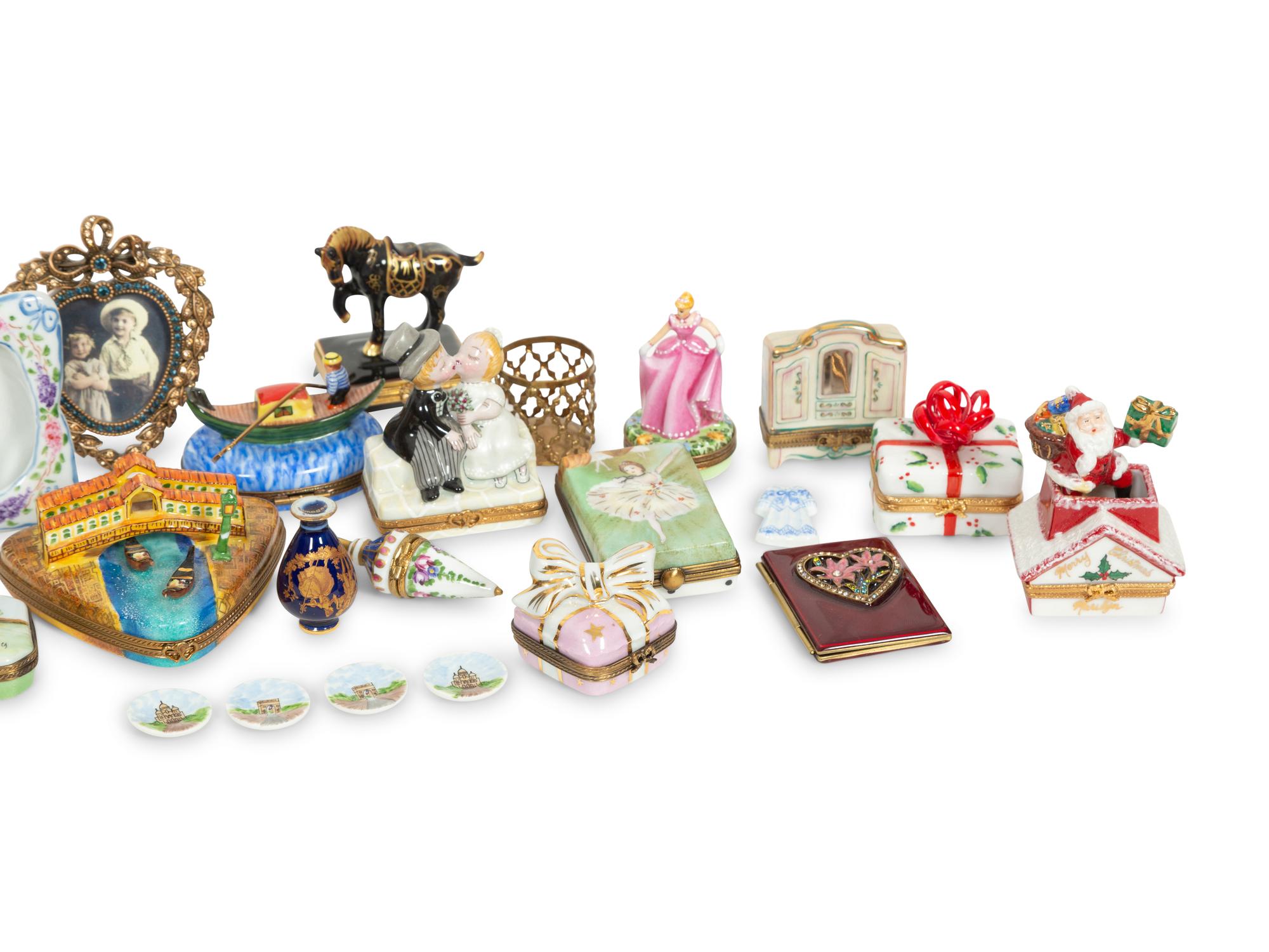 A Collection of Limoges Painted Porcelain Miniature Boxes