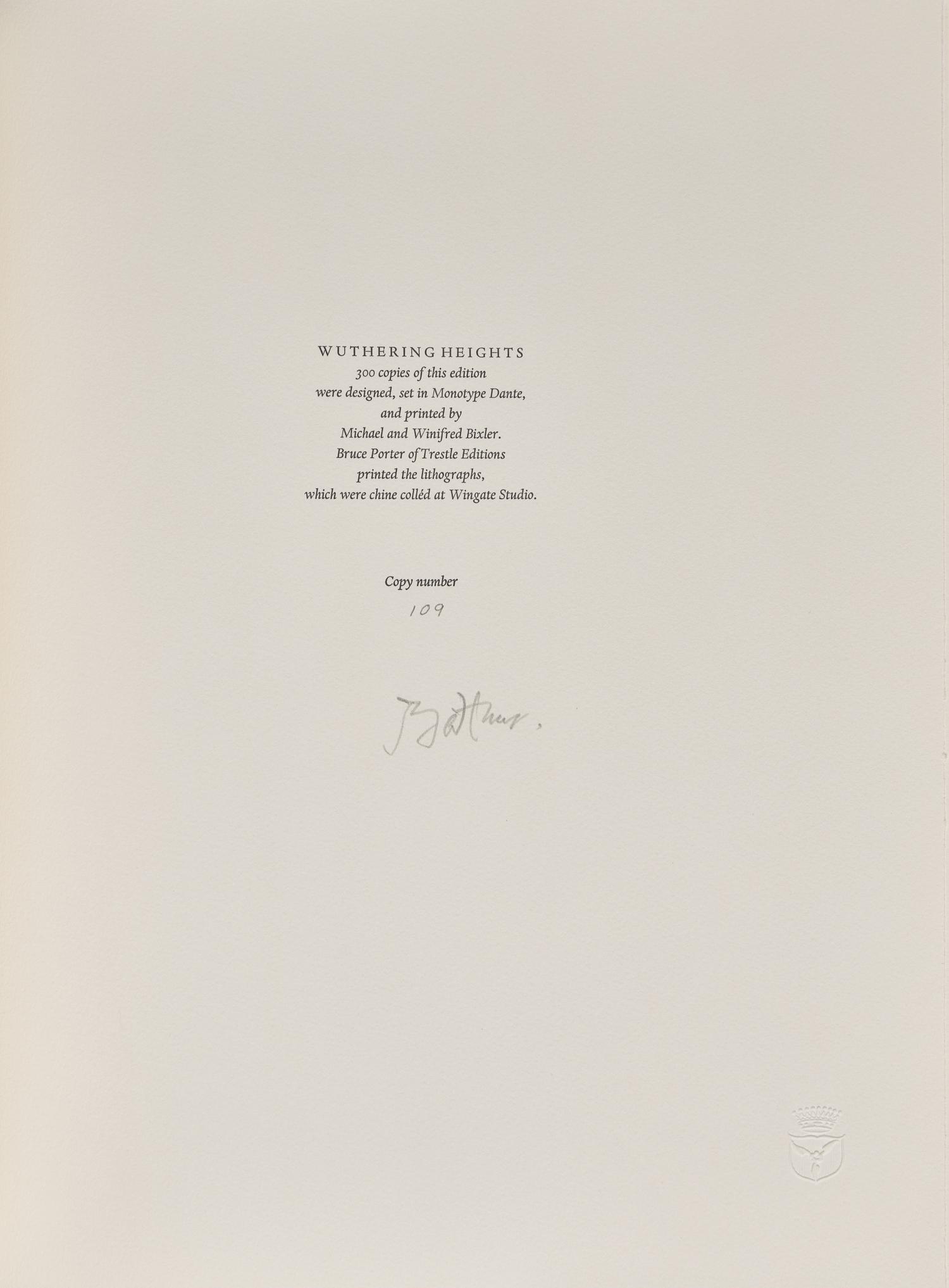 [Limited Editions Club] Bronte, Emily. Wuthering Heights