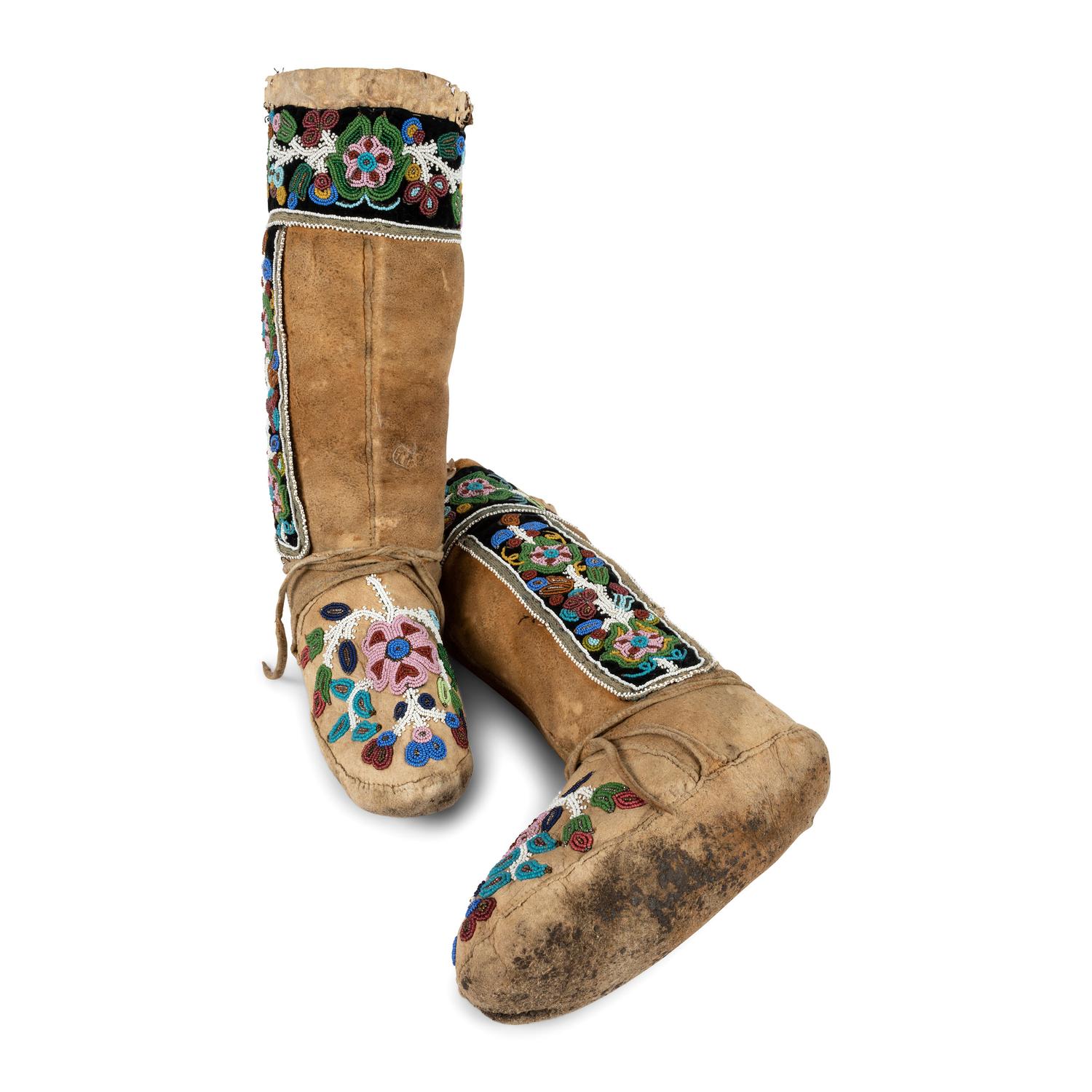 Cree Beaded Smoke-Tanned Moccasins