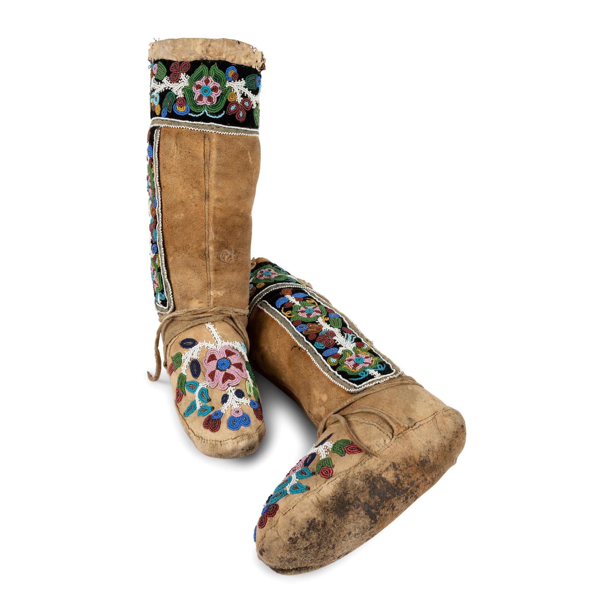 Cree Beaded Smoke-Tanned Moccasins