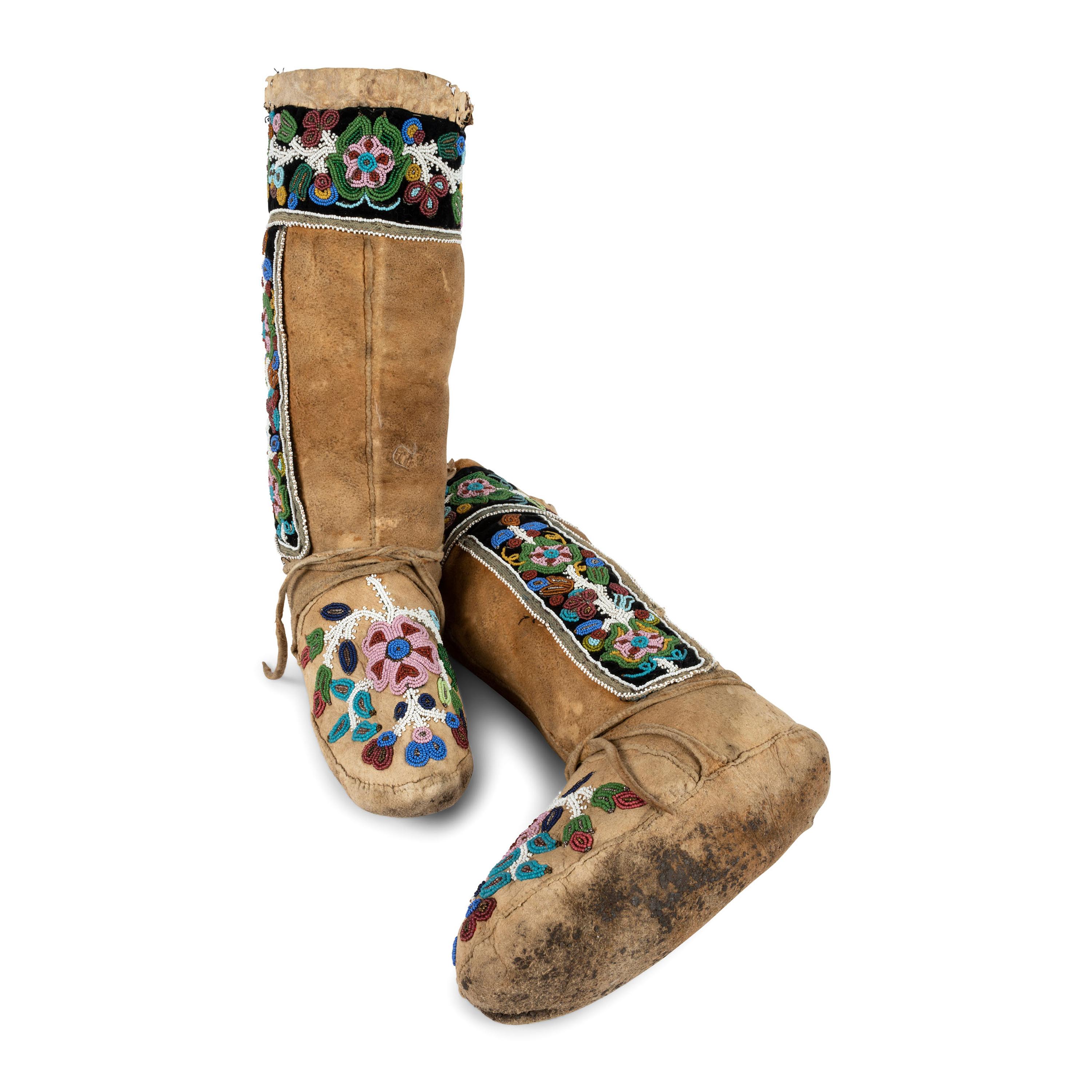 Cree Beaded Smoke-Tanned Moccasins