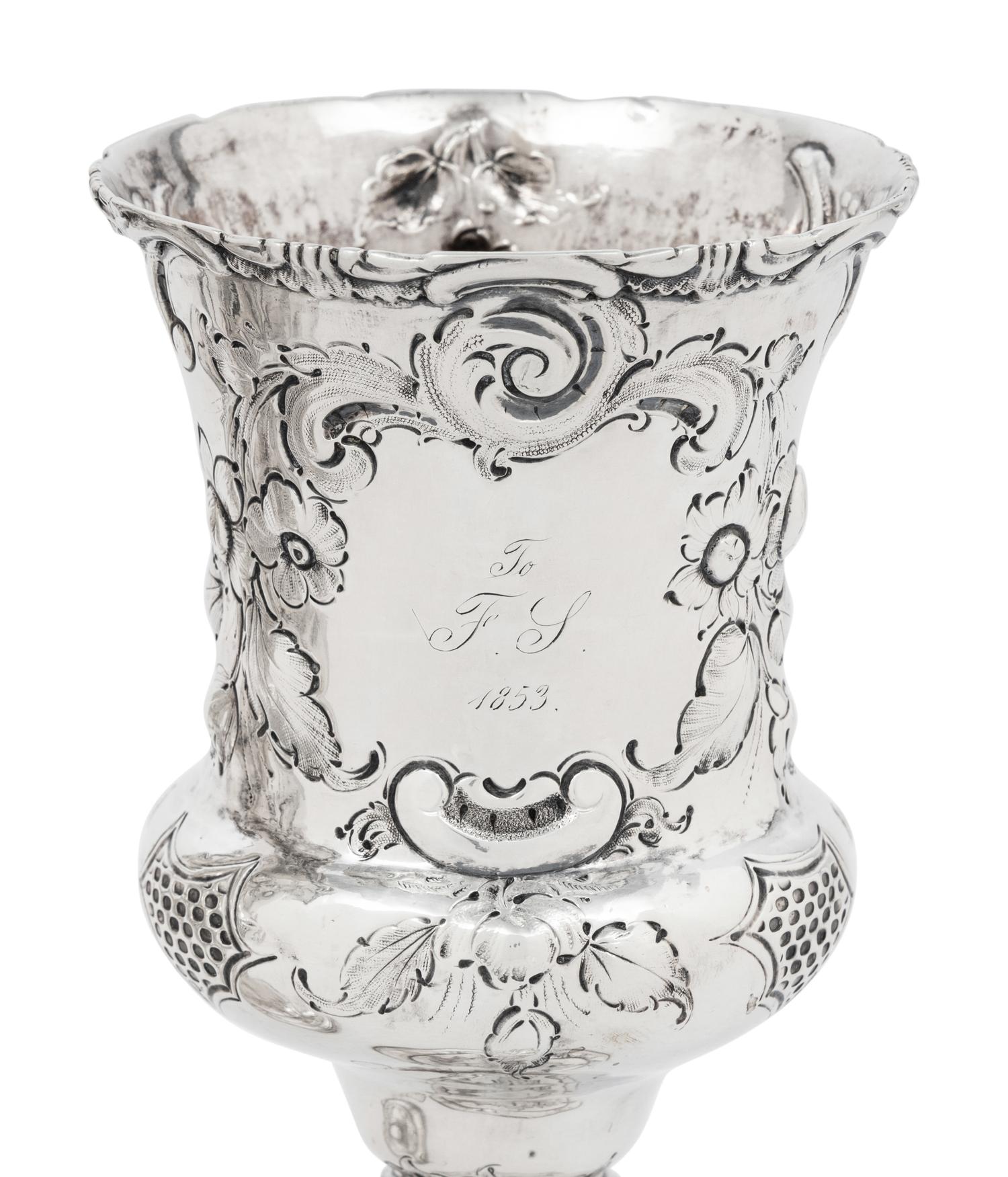 Two American Silver Repoussé Goblets