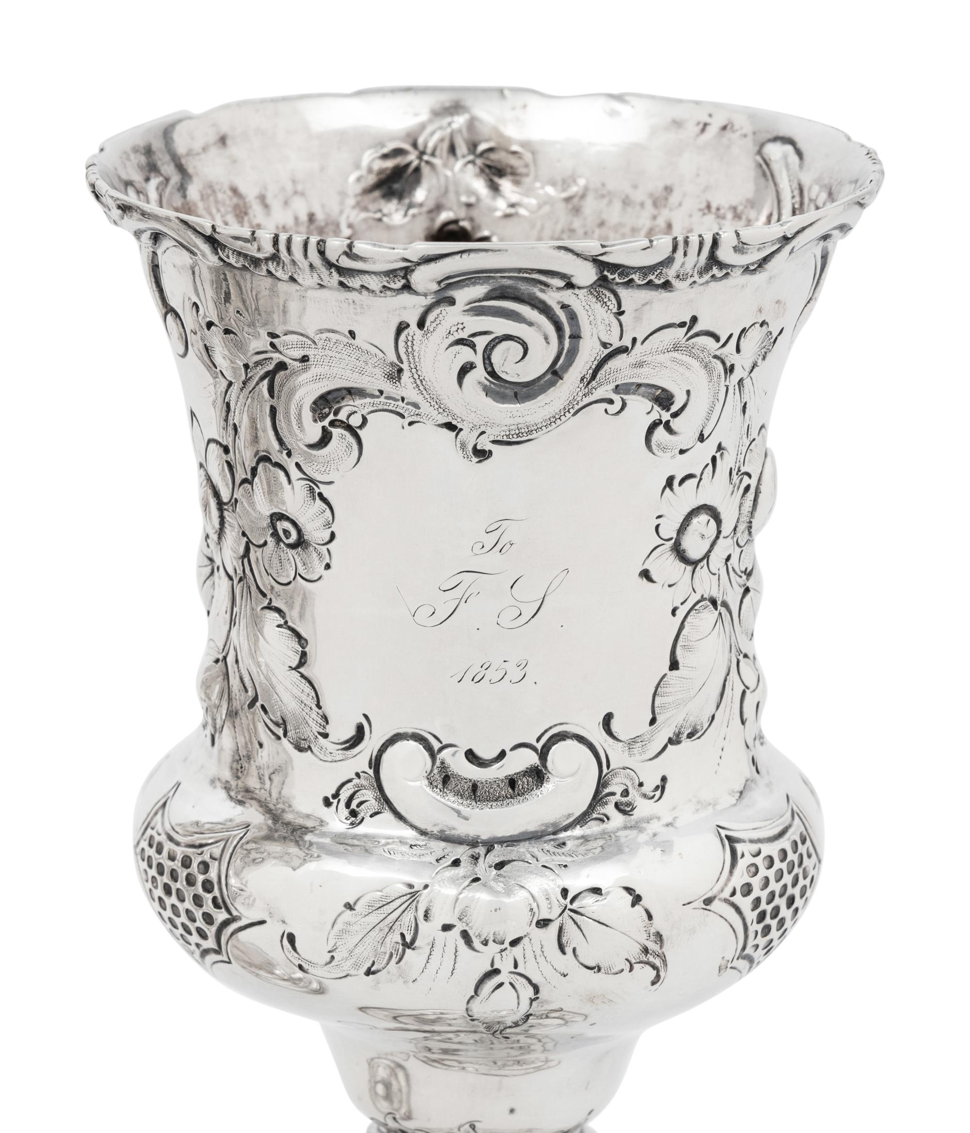 Two American Silver Repoussé Goblets