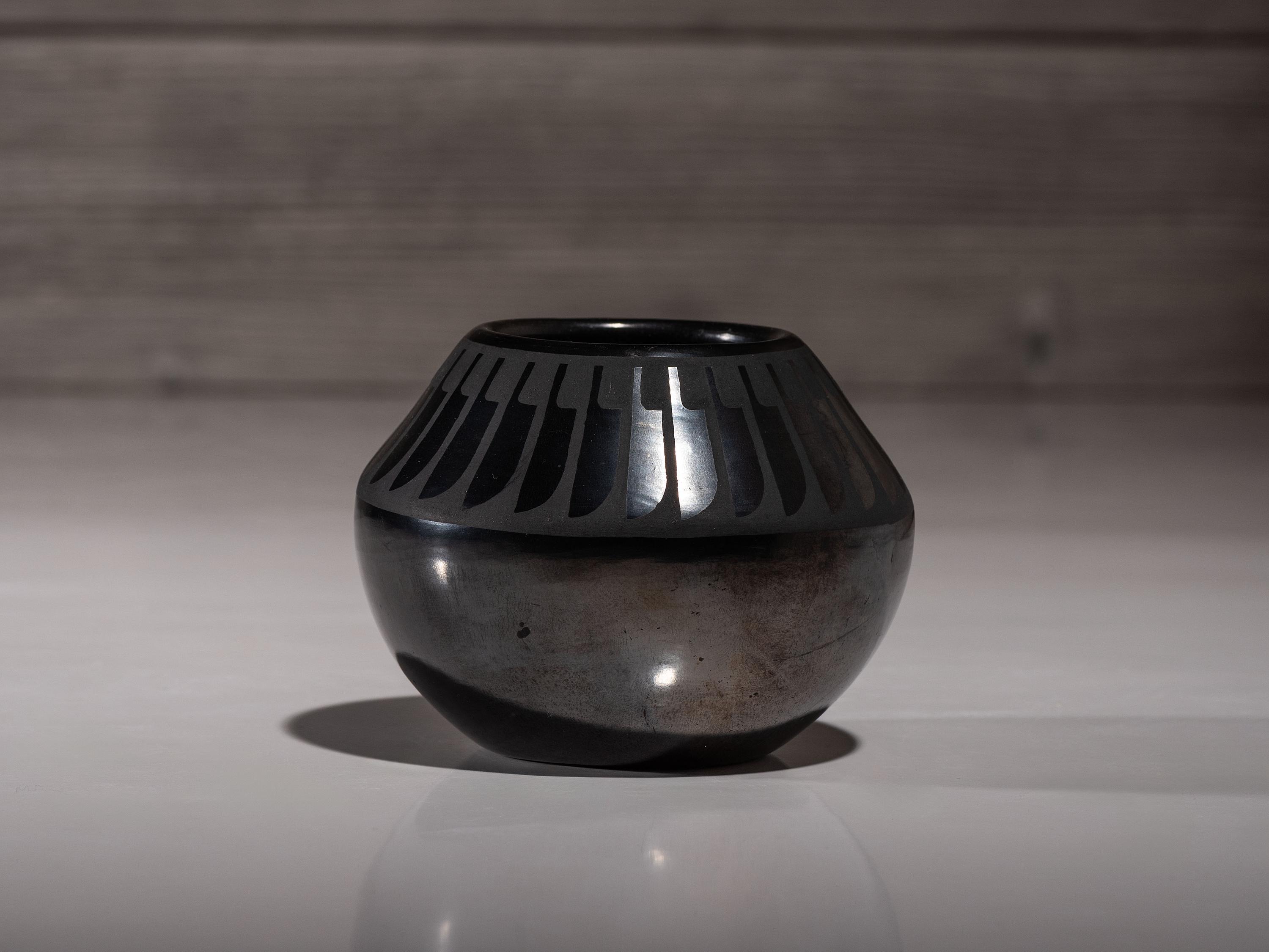 Blackware Pottery Jar, with Gunmetal Finish July 1965